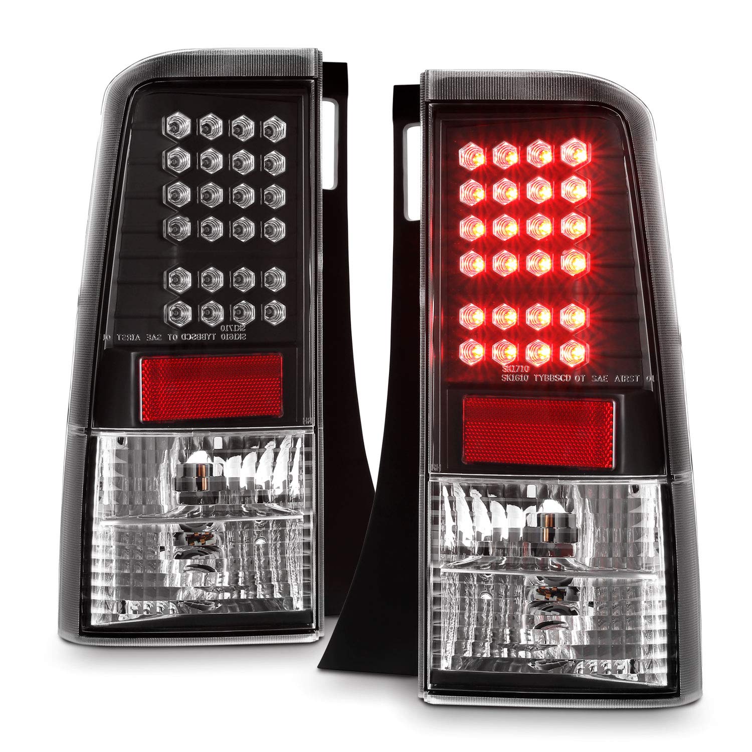 AKKON LED Tail Lights for 2003-2007 Scion xB - Black Bezel Brake Lamp Replacement Pair (Left & Right) - Perfect for Night Driving & Car Customization