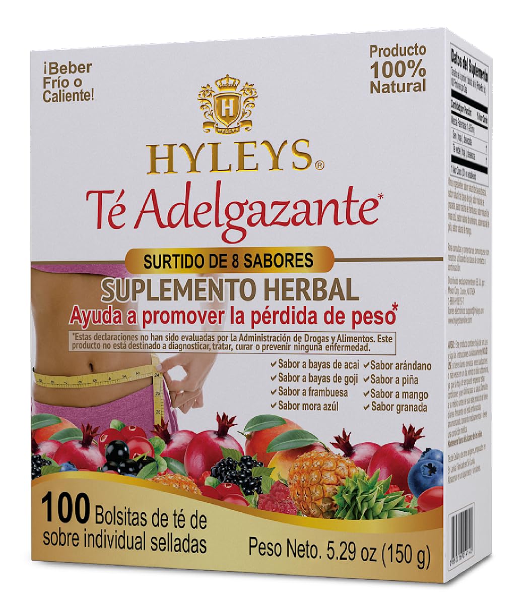 Hyleys Slim Tea 9 Flavor Variety Pack - 100 Herbal Tea Bags for Weight Loss, Detox & Cleanse | Natural Dietary Supplement | Perfect for Morning Boost, Afternoon Relaxation & Nighttime Wellness