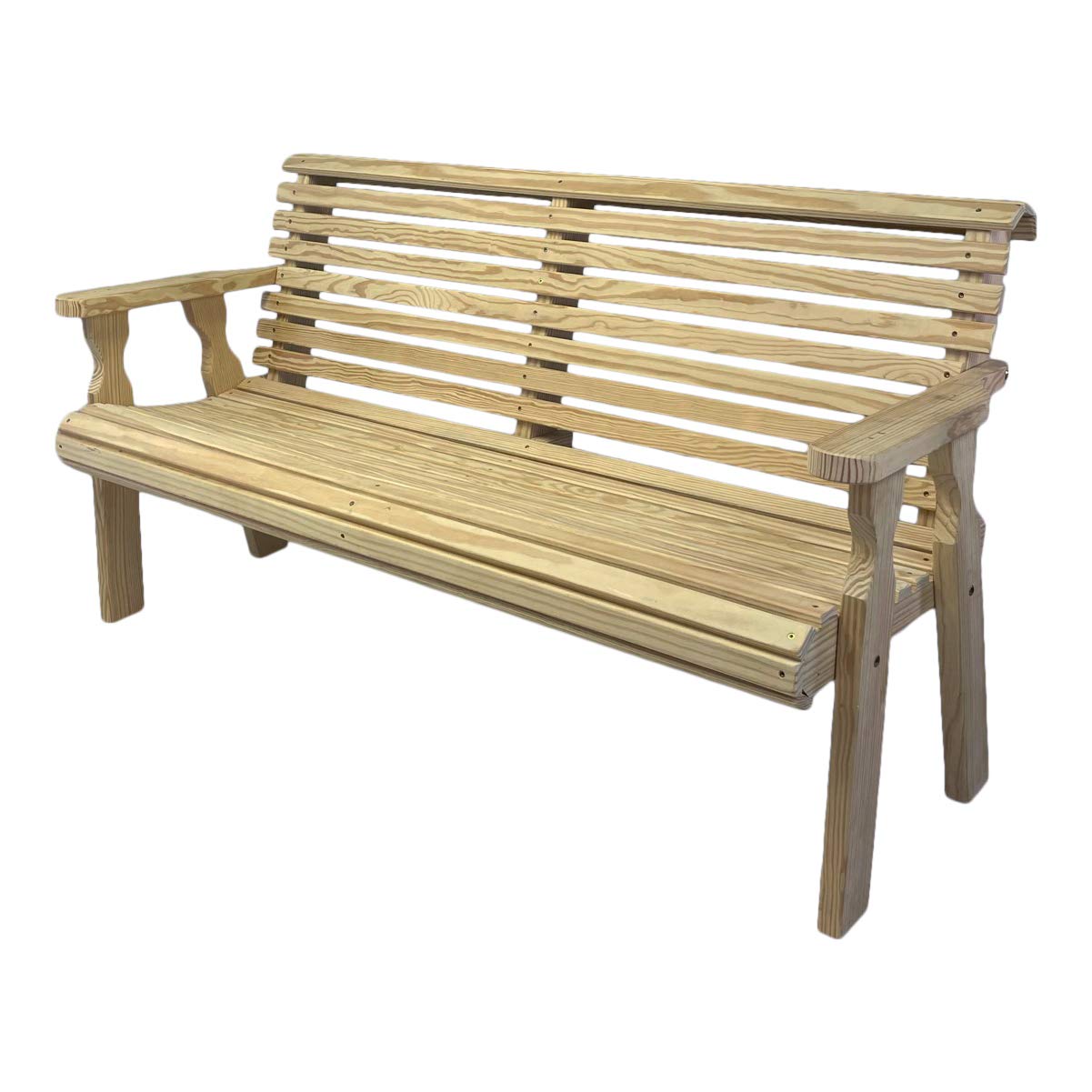 Amish-Made Heavy Duty Unfinished 4-Foot Roll Back Outdoor Bench - Solid Treated Pine, 700 lb Weight Capacity - Perfect for Patio, Garden, Porch & Backyard Seating