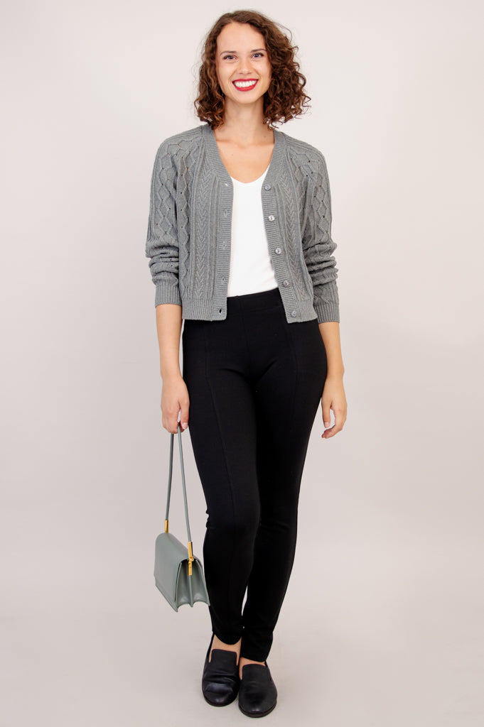 Bena Cotton Cardigan for Women - Soft Grey Knit Sweater - Comfortable & Stylish for Fall, Winter & Layering Outfits