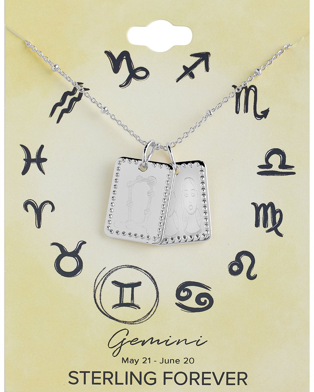 Personalized Zodiac Sign Tag Necklace - Custom Name & Date Pendant for Women & Men - Perfect for Birthdays, Anniversaries & Gifts