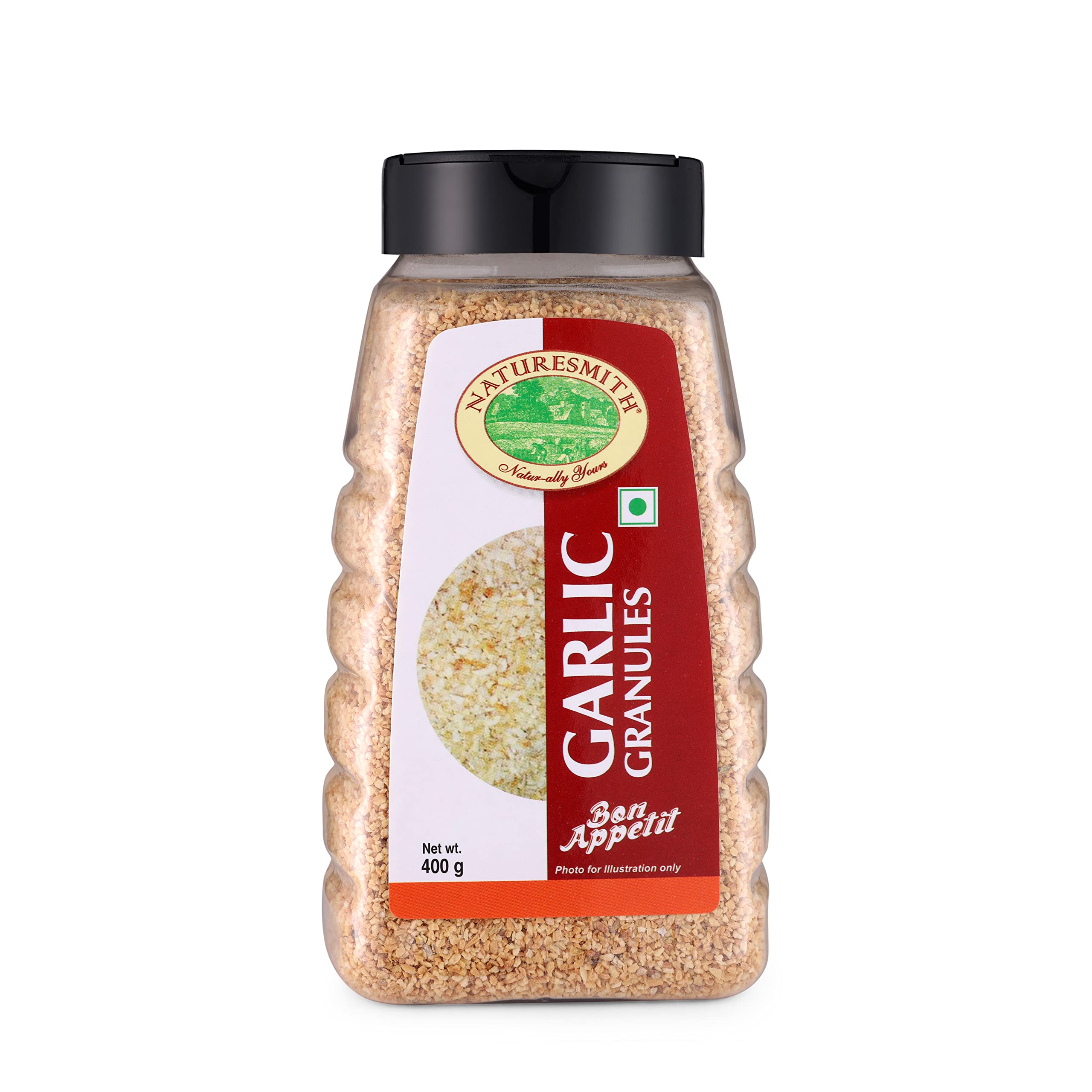 Nature Smith Garlic Granules - 400g (14.1 oz) | Premium Quality, Ready-to-Use Garlic Seasoning for Cooking, Baking & Meal Prep | Large Glass Jar | Vegan, Non-GMO, Gluten-Free | Perfect for Soups, Sauces, Marinades & Homemade Spice Blends