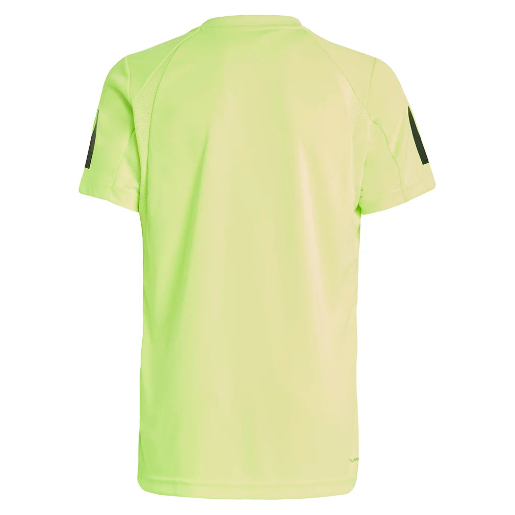 Boys' Club 3 Stripe Tennis Tee in Lucid Lemon - Comfortable Youth Sports Shirt for Tennis, School & Casual Wear