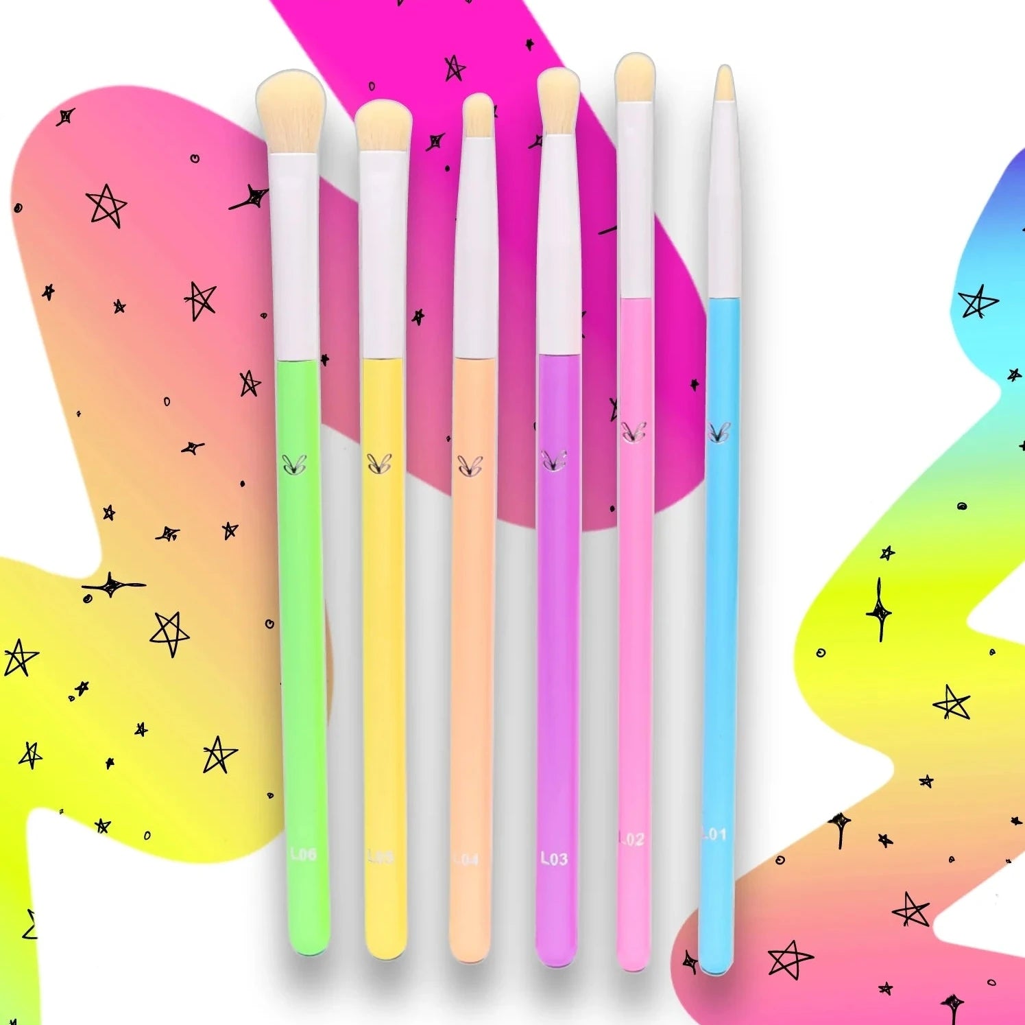 Lins x Blend Bunny Makeup Brush Set - Professional Vegan Cosmetics Brushes for Eyeshadow, Blending & Contouring | Perfect for Makeup Artists & Beauty Enthusiasts