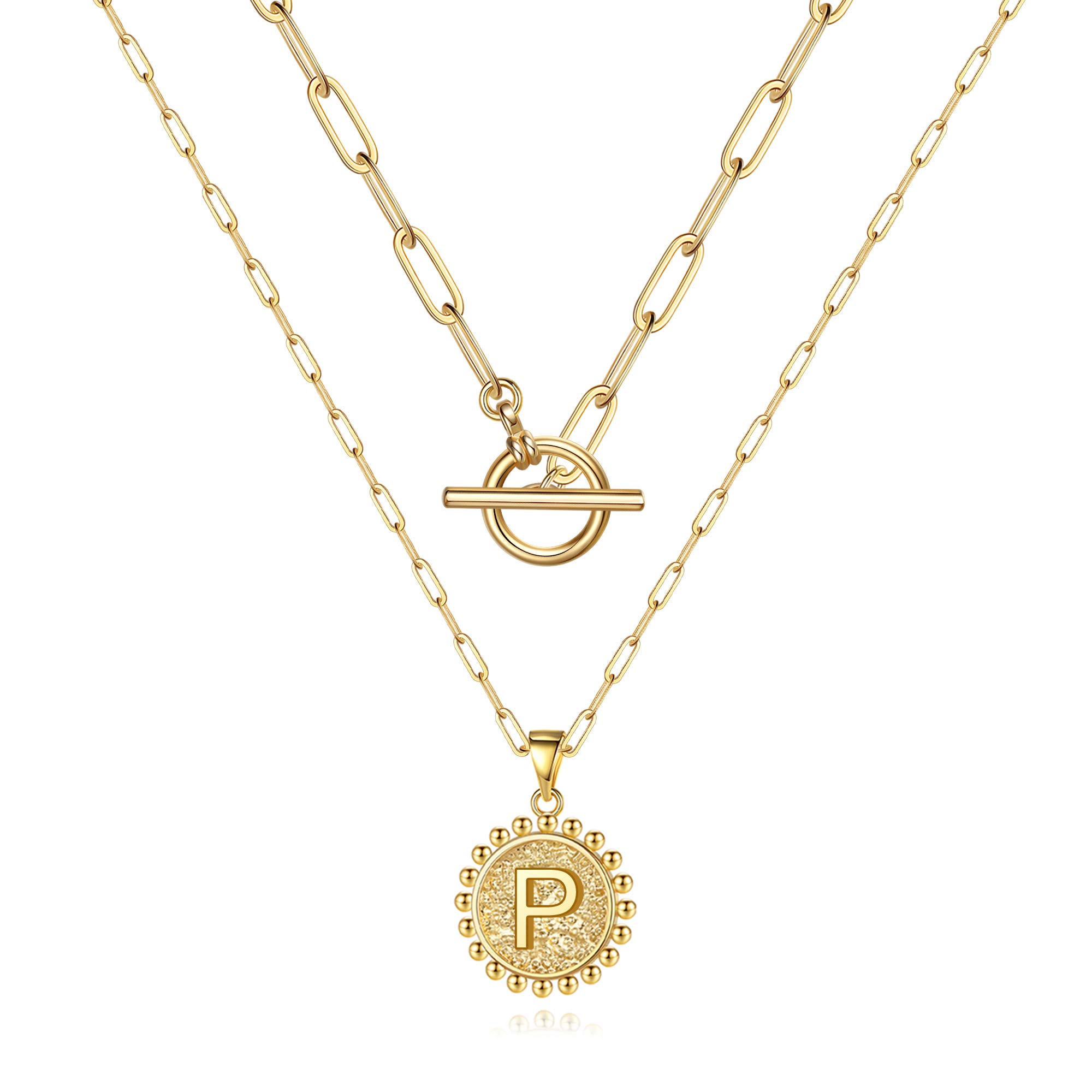 14K Gold Plated Initial Necklace for Women - Personalized Letter Paperclip Chain Choker - Elegant Layered Jewelry Gift for Teens, Girls, Wives & Moms | Perfect for Birthdays, Anniversaries & Everyday Wear