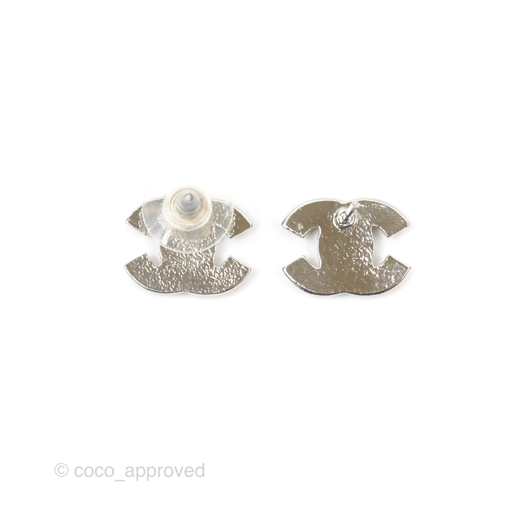 Chanel CC Crystal Earrings for Women - Silver Tone Elegant Stud Earrings | Perfect for Parties, Weddings & Special Occasions