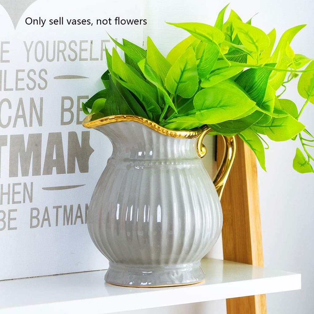 Modern Minimalist Ceramic Vase - AVEO Large Gray Pot Shape Flower Vase for Home Decor, Office Desk, Wedding Centerpiece & Christmas Tabletop Decoration
