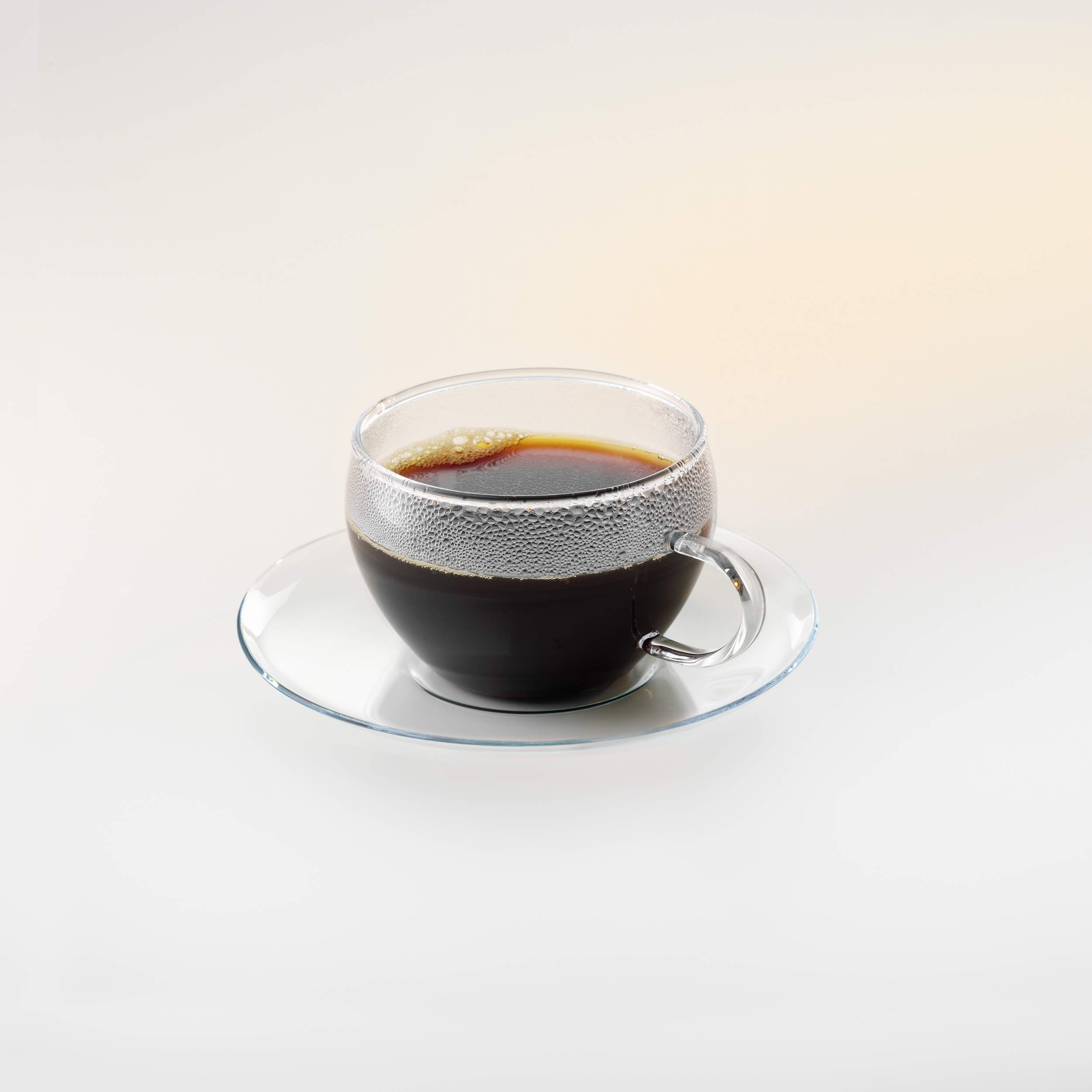 Simax Glassware Eva Tea Cups with Saucer - 8.25-Oz Set of 4, Borosilicate Glass Coffee Cups for Hot & Cold Beverages - Perfect for Afternoon Tea, Coffee Break or Elegant Dessert Serving