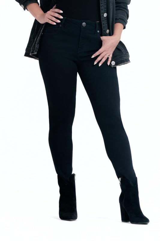 1822 Denim Petite Butter Soft Mid-Rise Ankle Skinny Jeans for Women - Midnight Blue Rinse | Comfortable Stretch Denim Pants for Casual Wear & Everyday Outfits