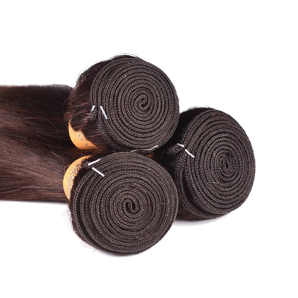 WOME Peruvian Virgin Human Hair 4 Bundles - 8A Grade Silky Straight Hair Extensions (20/20/22/24 Inch, Dark Brown #2) for Styling, Weaves & Volume Boost - Perfect for Daily Wear, Parties & Special Occasions