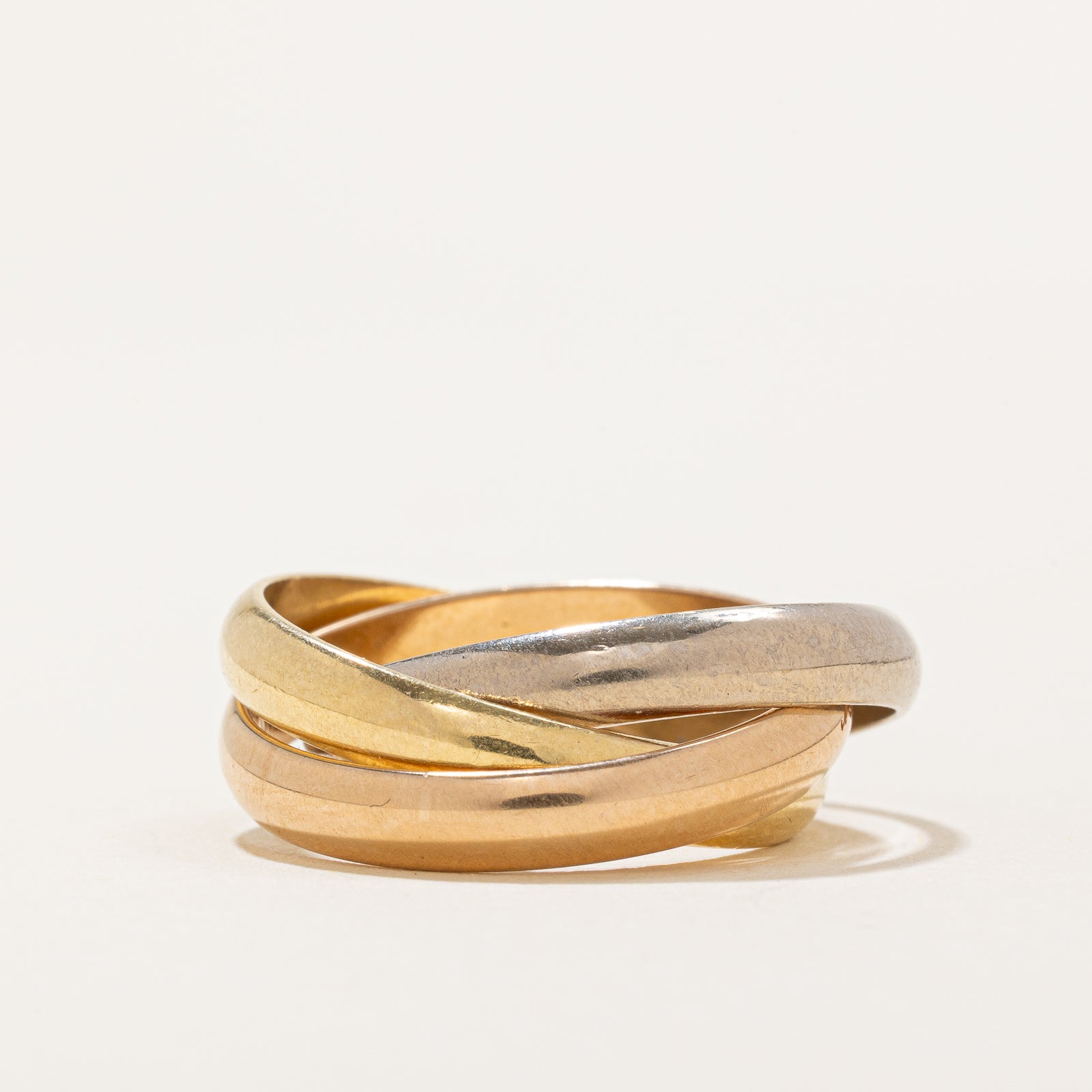 Cartier Trinity Ring Classic Model - 3.45mm Gold/Silver/Rose Gold Tri-Color Band - Size 7.5 (Cartier 55) - Luxury Jewelry for Women, Anniversary Gift & Special Occasion Present