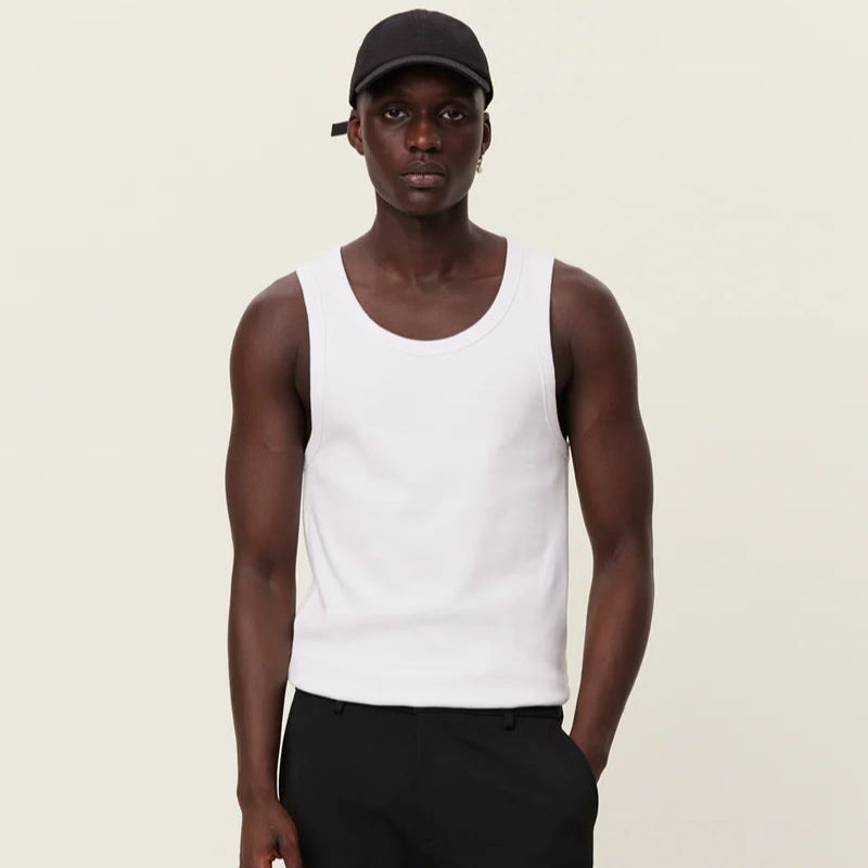 Arthur Men's Tank Top - Breathable Cotton Muscle Tee for Gym & Workout - White + White - Perfect for Summer, Running, and Casual Wear