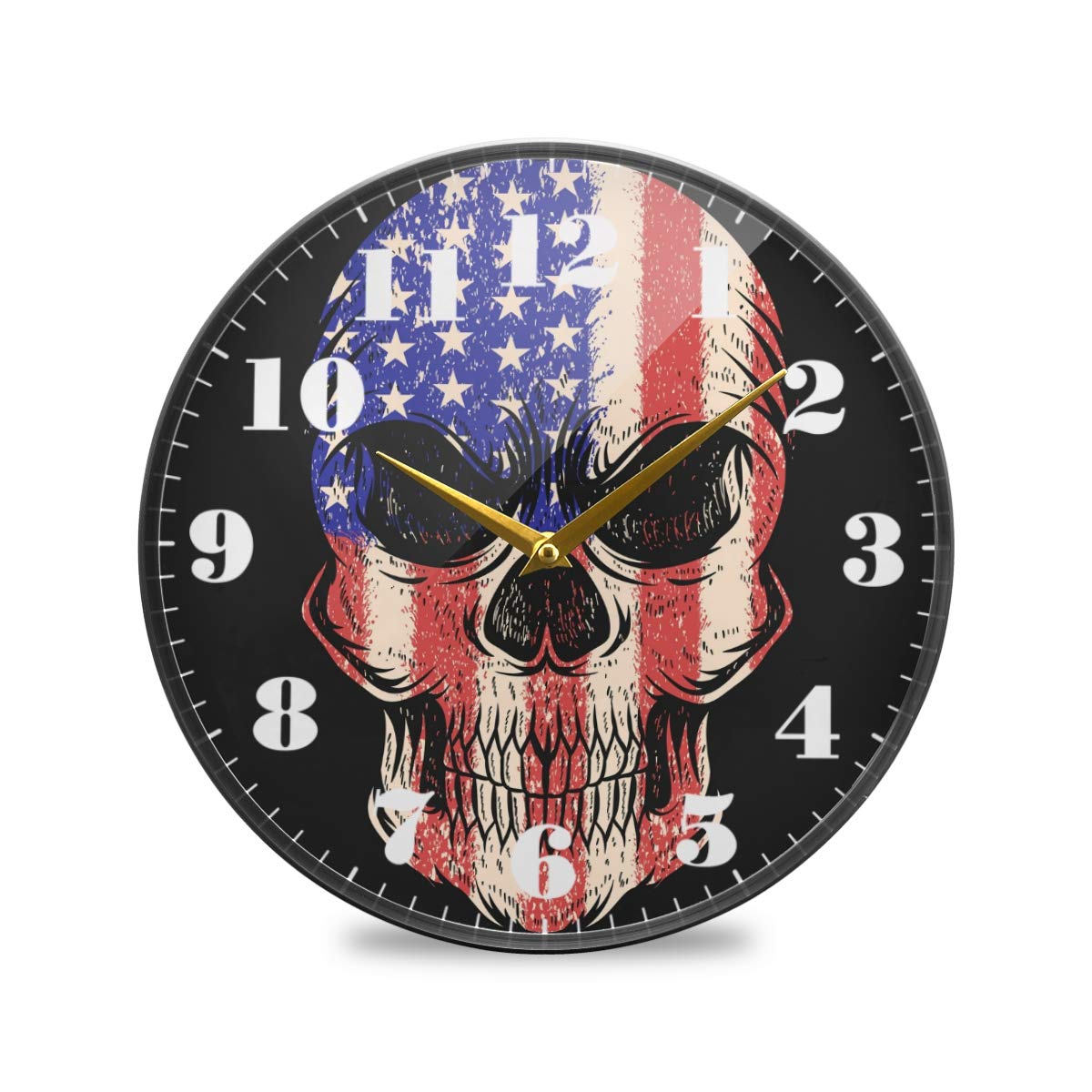 Joysay Silent Wall Clock - Battery Operated Non-Ticking American Flag Animal Design for Home, Office & Bedroom Decor | Perfect for Living Room, Study & Kids Room