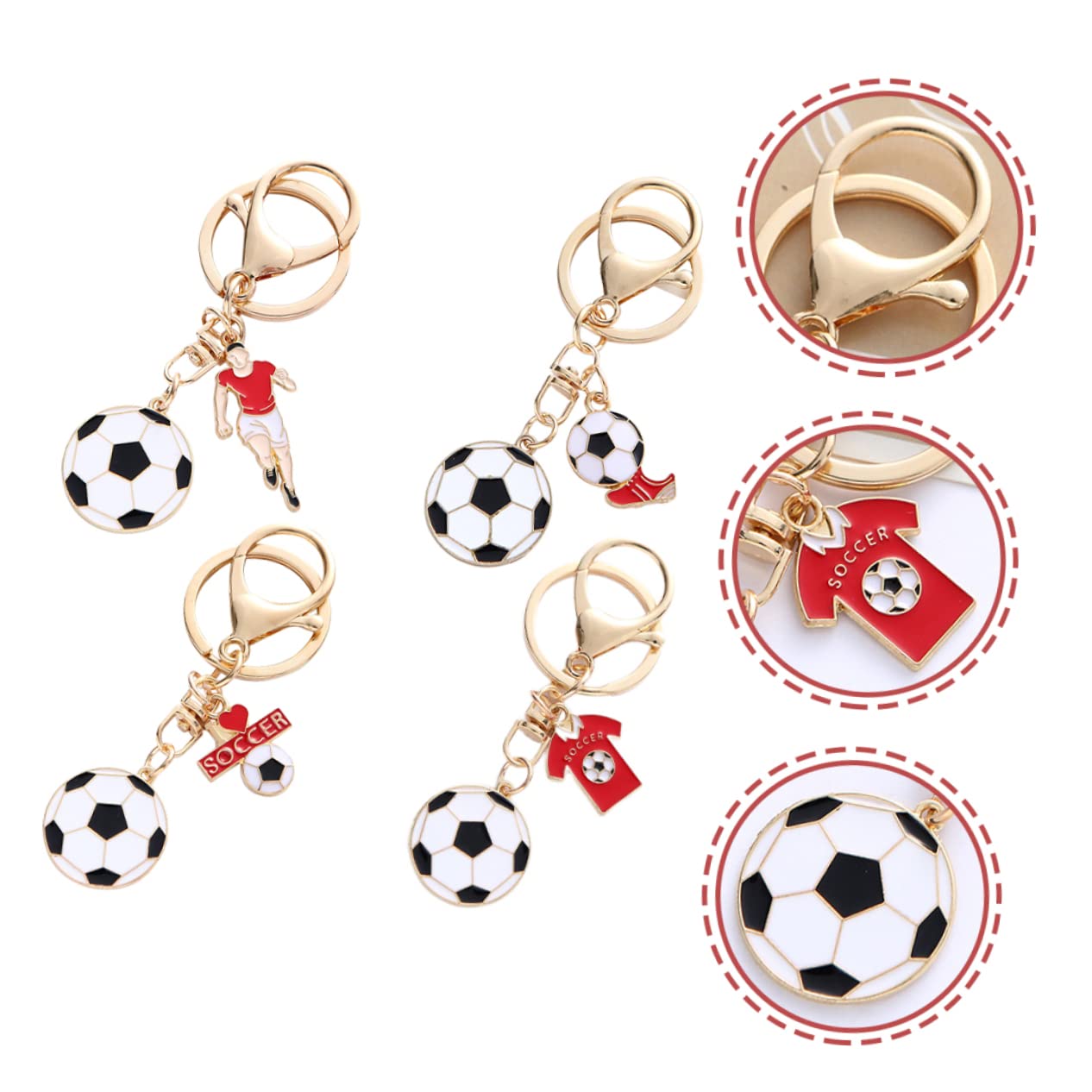 Kisangel 5-Pack Football Keychain Set - Zinc Alloy Sports Key Rings for Men & Women - Perfect for Fans, Gifts, and Key Organization (4pcs x 5 Sets)