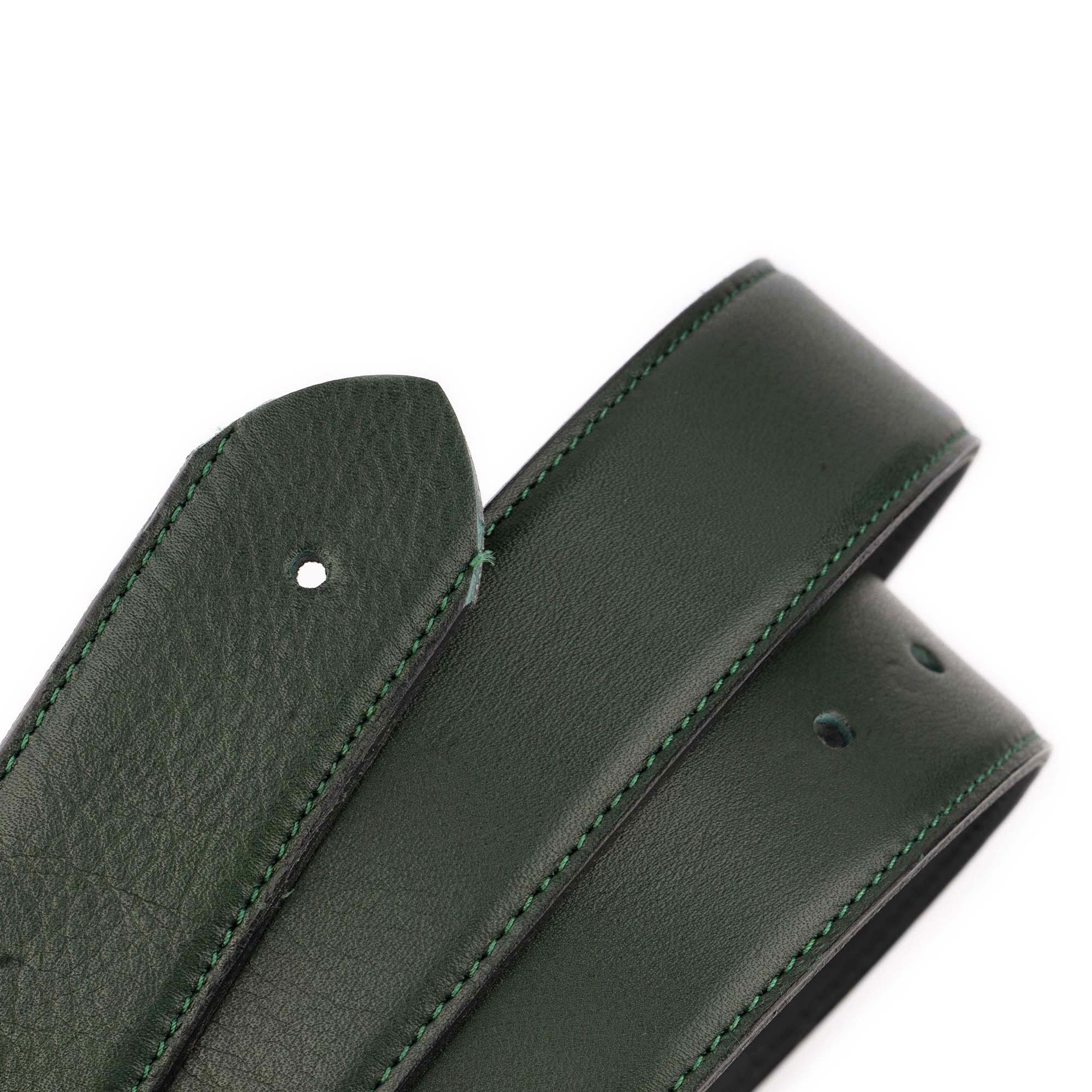 Montblanc Replacement Leather Belt Strap - Forest Green Genuine Leather, Adjustable Size for Men & Women - Perfect for Office, Business, and Formal Occasions