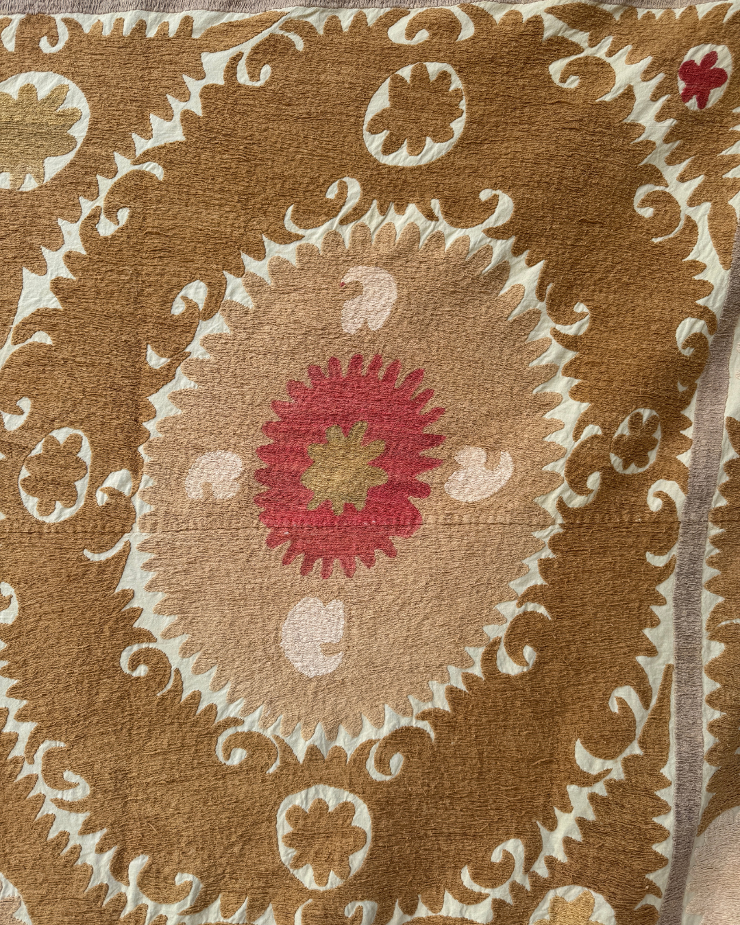 Extra Large Suzani 018 - Premium Handmade Cotton Embroidered Throw Blanket - Boho Chic Home Decor for Living Room, Bedroom & Outdoor Use