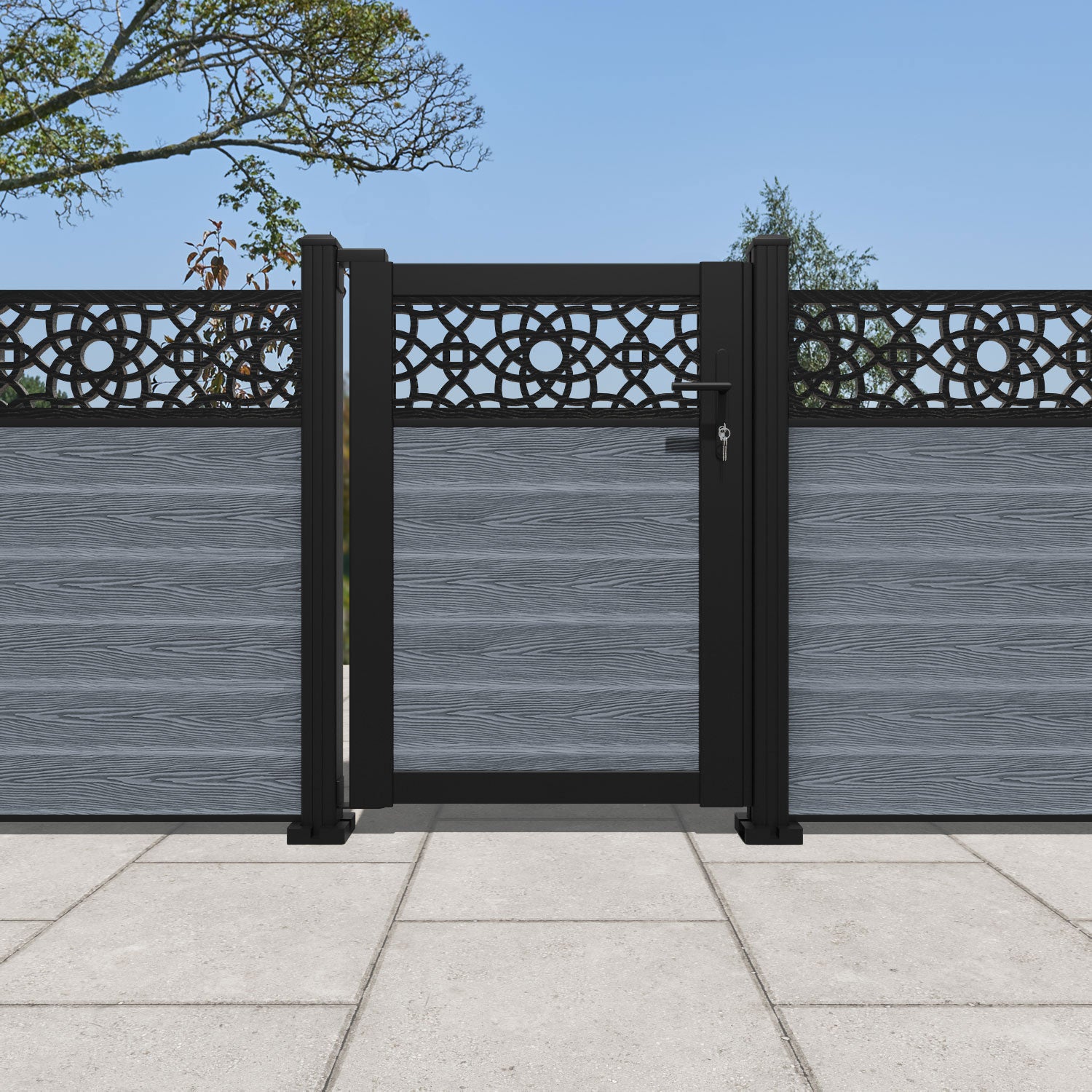 Classic Ambar Pedestrian Gate - Anthracite Color | Durable Steel Walkway Gate for Home & Garden Security | Perfect for Driveways, Fences, and Private Entrances