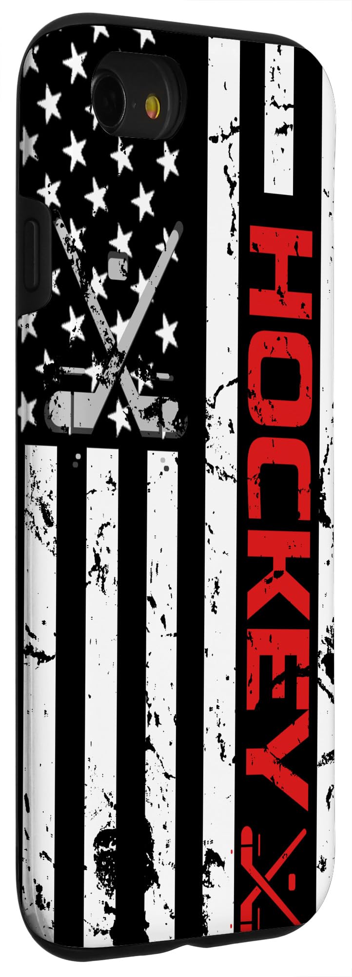 iPhone SE (2020)/7/8 Hockey Phone Case with Red American Flag Design - Perfect Gift for Hockey Lovers | Durable Protection for Games & Daily Use