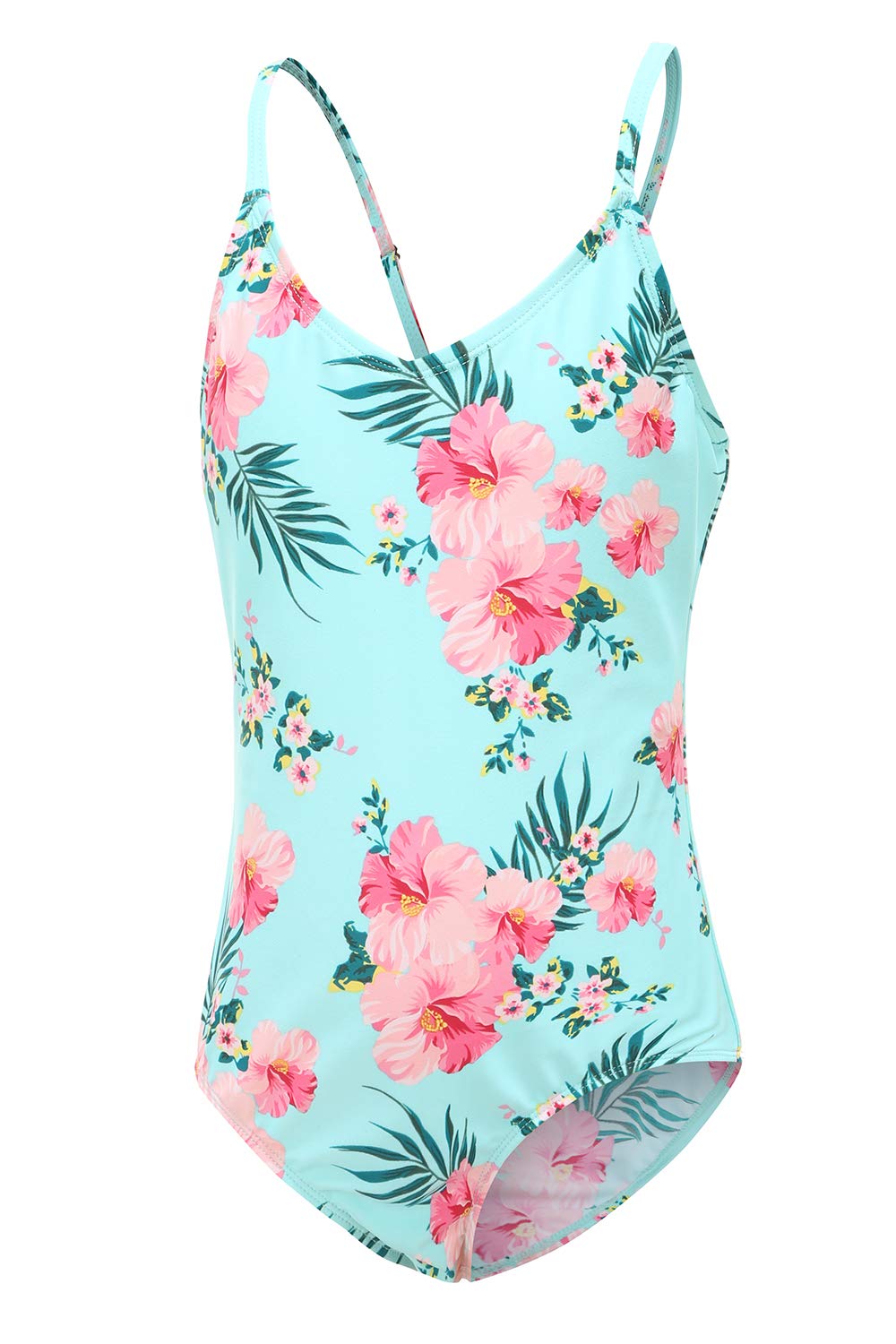 Moon Tree Girls One Piece Swimsuits - Hawaiian Print Swimwear for Kids, Comfortable & Stylish Bathing Suits for Beach, Pool & Summer Vacations
