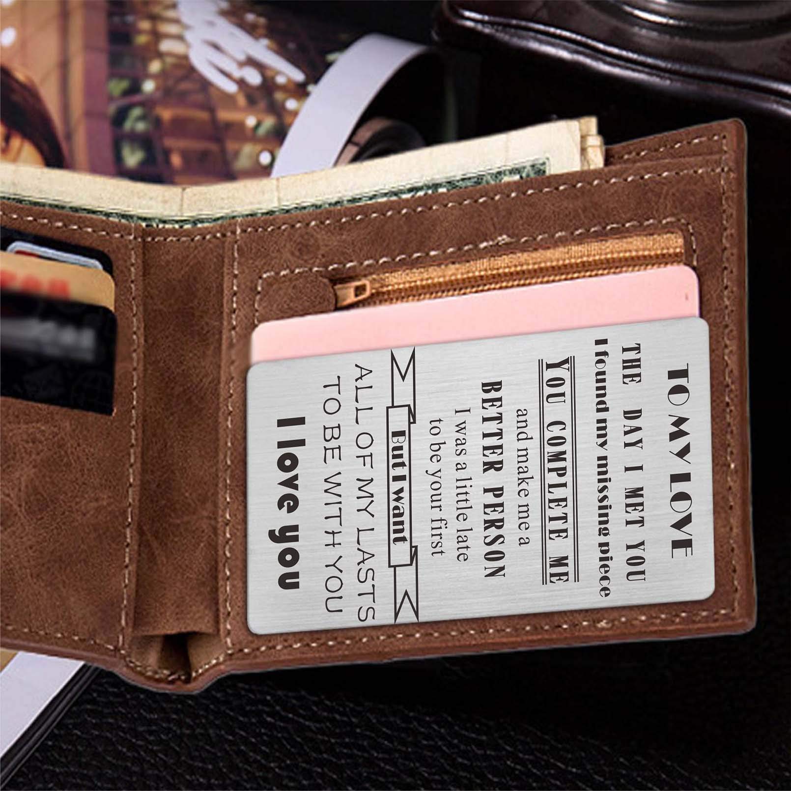 Personalized Laser Engraved Wallet Card - Unique Husband Birthday Gift & Romantic Wedding Day Present from Bride - Perfect for Anniversaries, Valentine's Day & Special Occasions