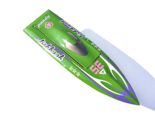 H625 Pre-Painted Fiberglass RC Boat Hull Kit - Green & Yellow DIY Electric Racing Model for Adults (625x178x110mm) | Perfect for Advanced Players & High-Speed Racing Enthusiasts