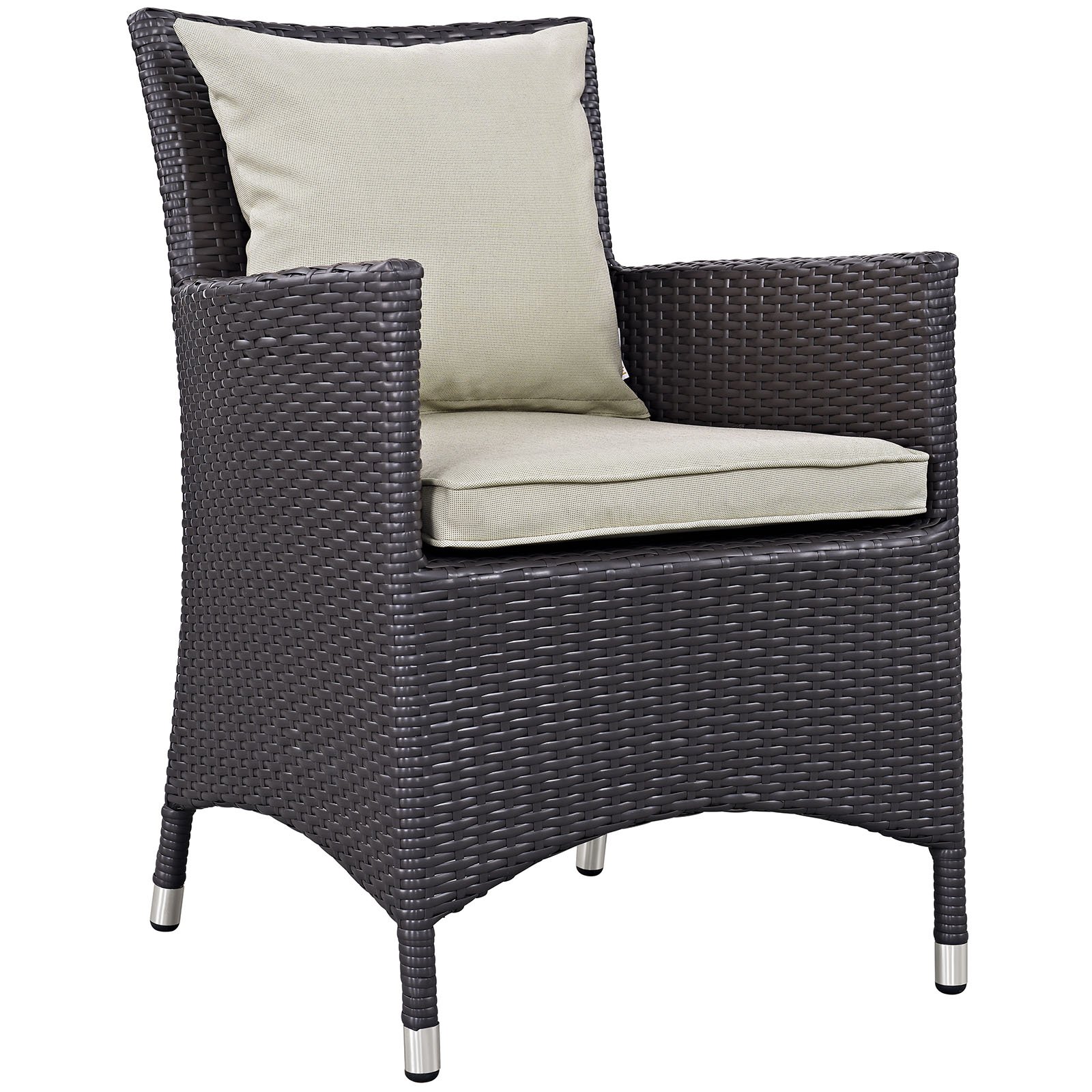 Modway Convene 8-Piece Outdoor Patio Dining Set - Wicker Rattan Furniture in Espresso Beige for Backyard, Garden & Poolside Dining