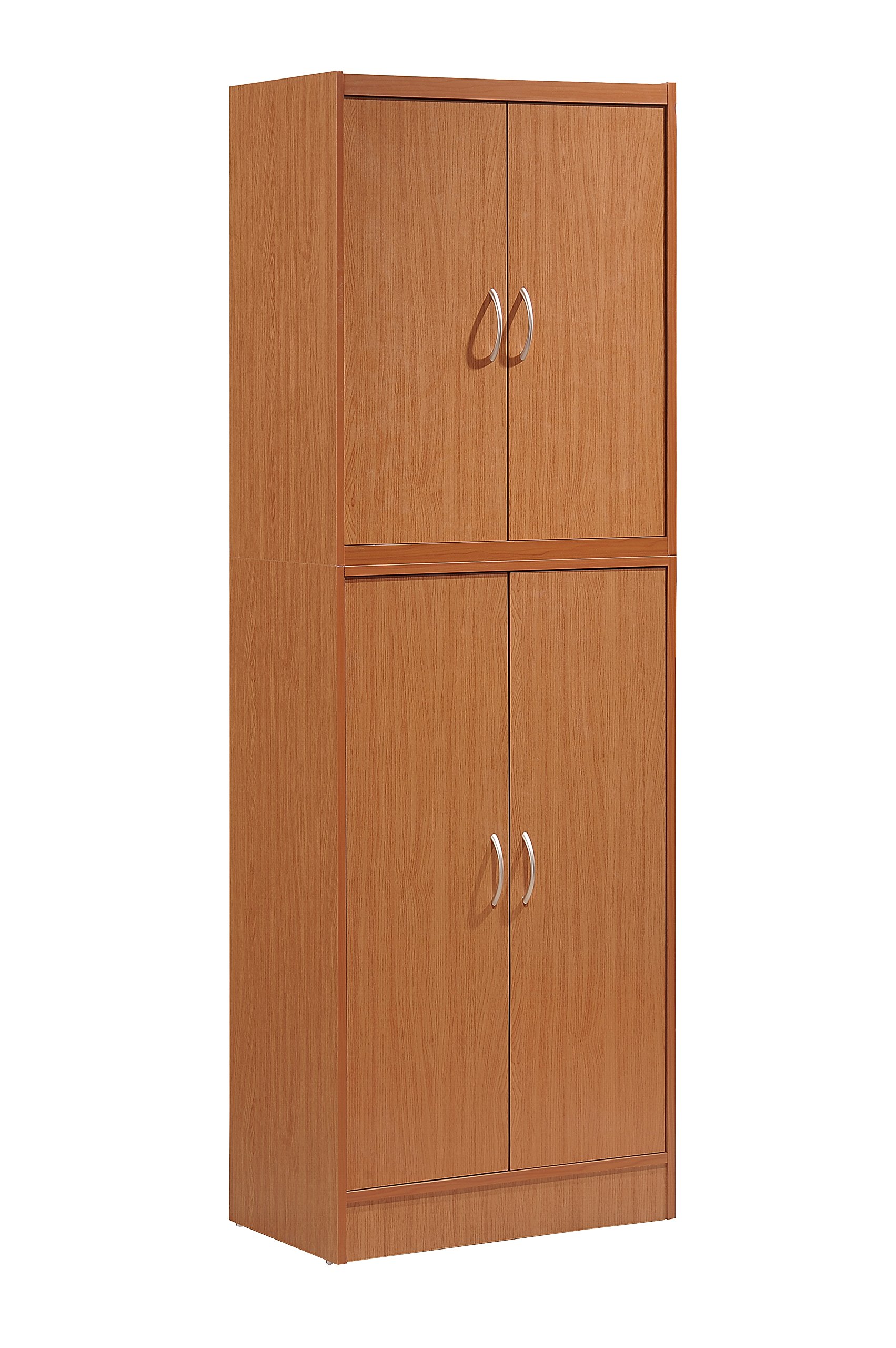Hodedah 4-Door Kitchen Pantry Cabinet with 4 Adjustable Shelves, Cherry Finish - Perfect for Organizing Spices, Cookware & Dry Goods in Small Kitchens