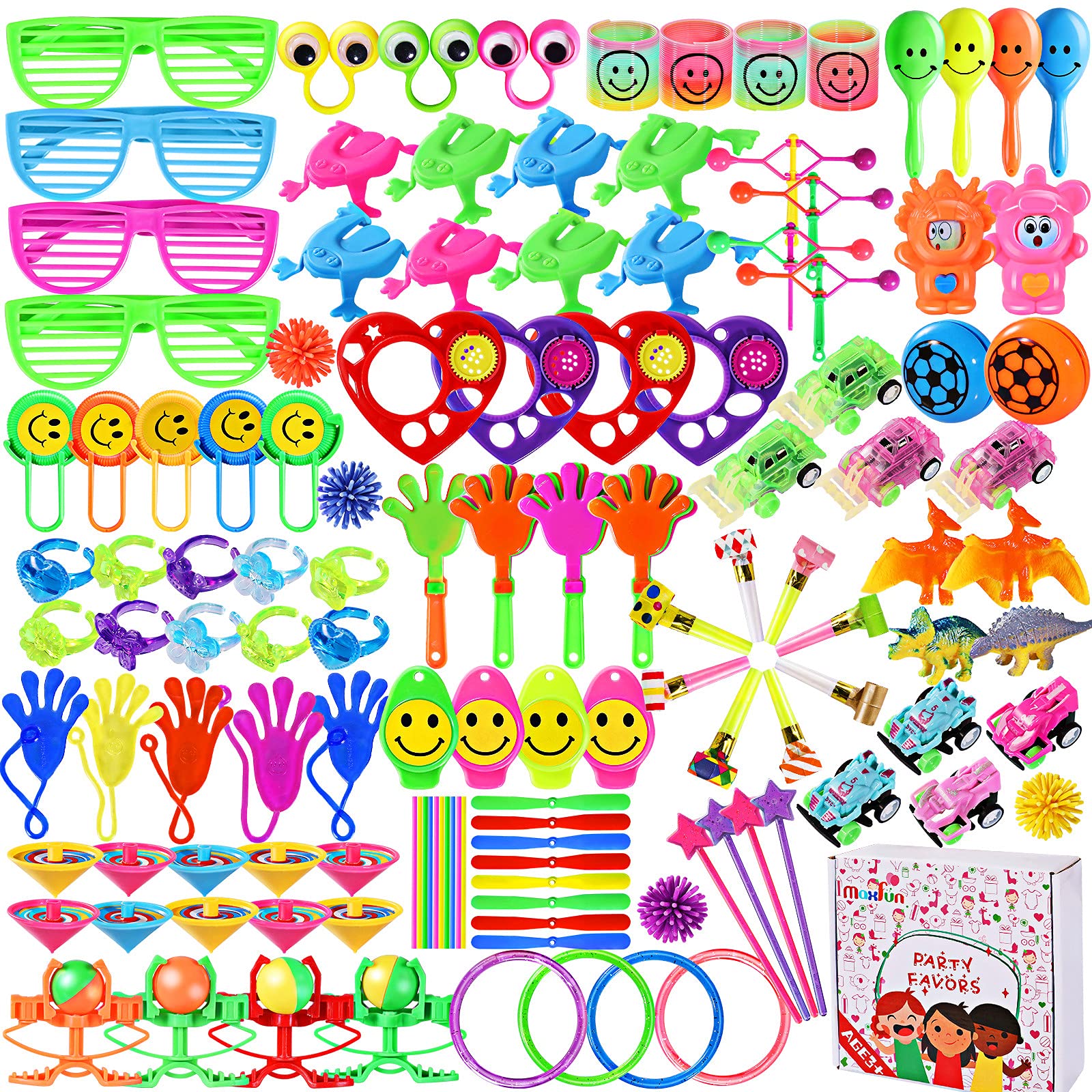 Max Fun 120-Piece Party Favors Toys Assortment for Kids - Birthday Party Supplies, Carnival Prizes, Goodie Bag Fillers, Classroom Rewards, Pinata Fillers & Treasure Box Toys (Medium Size) - Perfect for Birthday Celebrations, School Events & Carnival Games