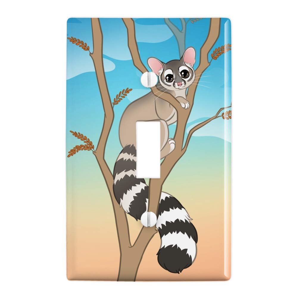 Ring-Tailed Cat Light Switch Cover - Plastic Wall Decor for Home & Office