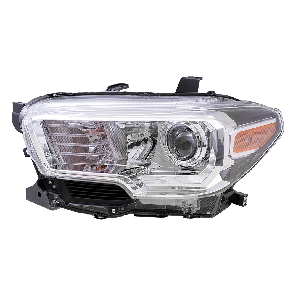 Brock Aftermarket Replacement Driver Left Halogen Headlight Assembly for 2019-2023 Toyota Tacoma - No LED DRL, Fog Light Compatible | Perfect for Night Driving & Off-Road Adventures