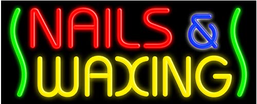Handmade Neon Sign for Nails & Waxing Salon - USA Made Glass Art #10848 | Perfect for Salon Decor, Manicure Studio Lighting & Beauty Shop Signage