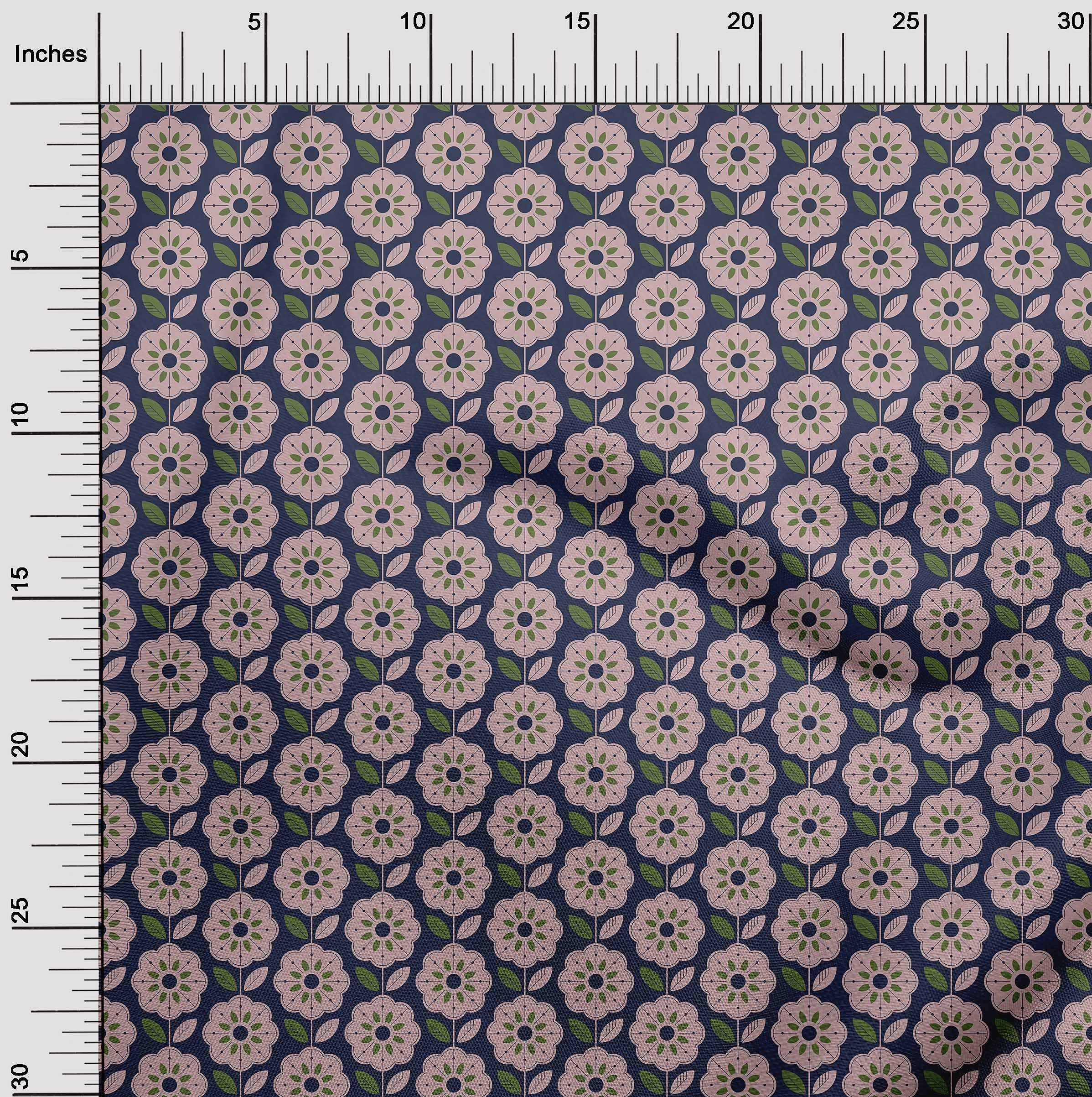 oneOone Polyester Spandex Floral Print Fabric - 56 Inch Wide Blue Dress Material by The Yard | Perfect for DIY Dresses, Skirts & Home Decor Projects