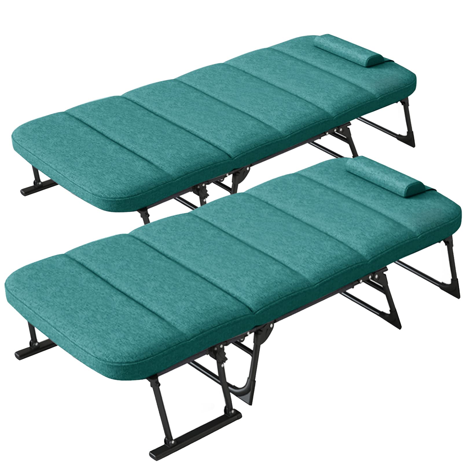 ABORON 2PK Heavy Duty Portable Folding Guest Bed with Mattress - Single Metal Platform Bed Frame for Adults, Foldable Rollaway Cot for Home, Office & Travel - Perfect for Spare Bedroom, Sleepovers & Camping