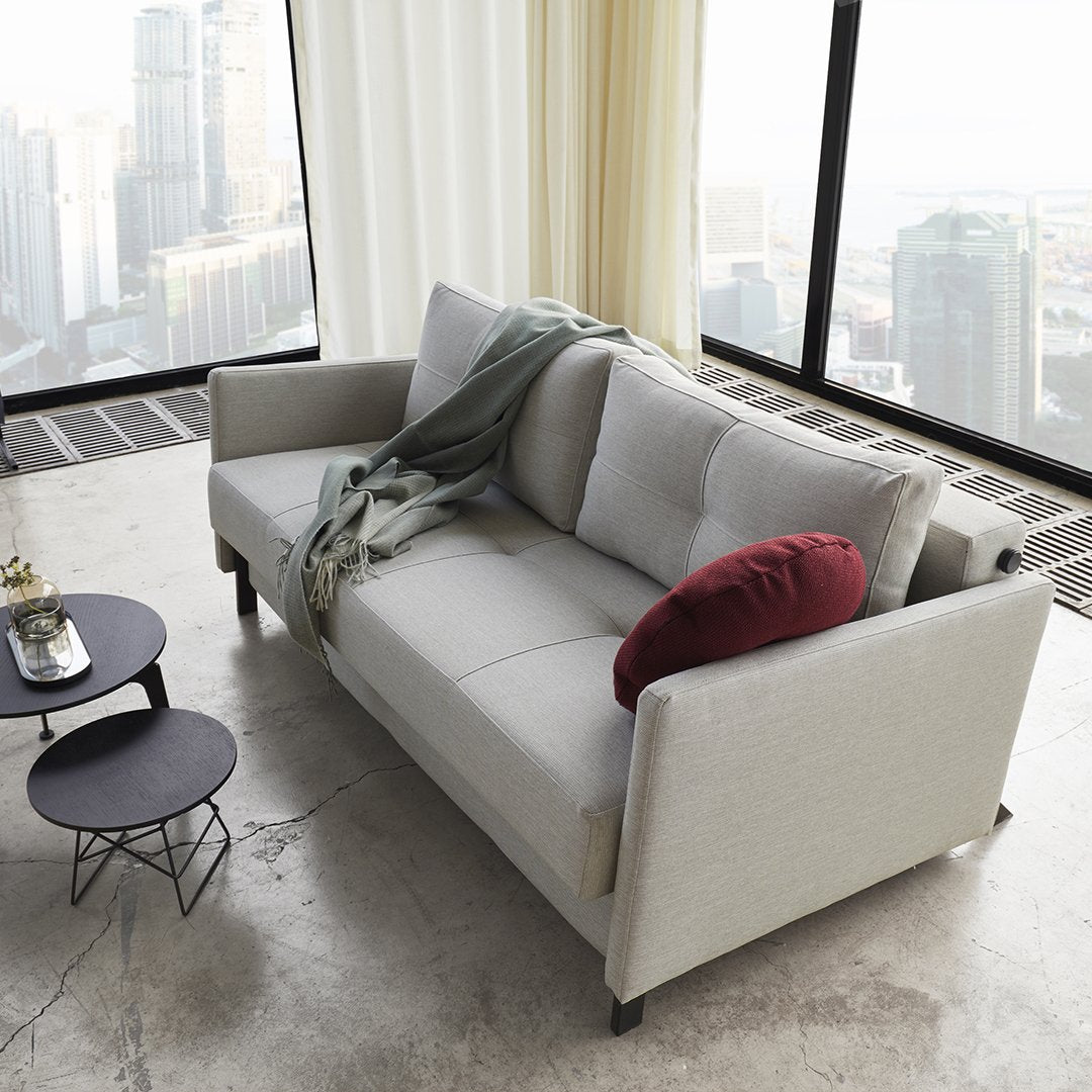 Luxury Cubed 02 Queen Size Sofa with Arms - Modern Comfortable Sectional Couch for Living Room, Lounge & Home Theater Seating