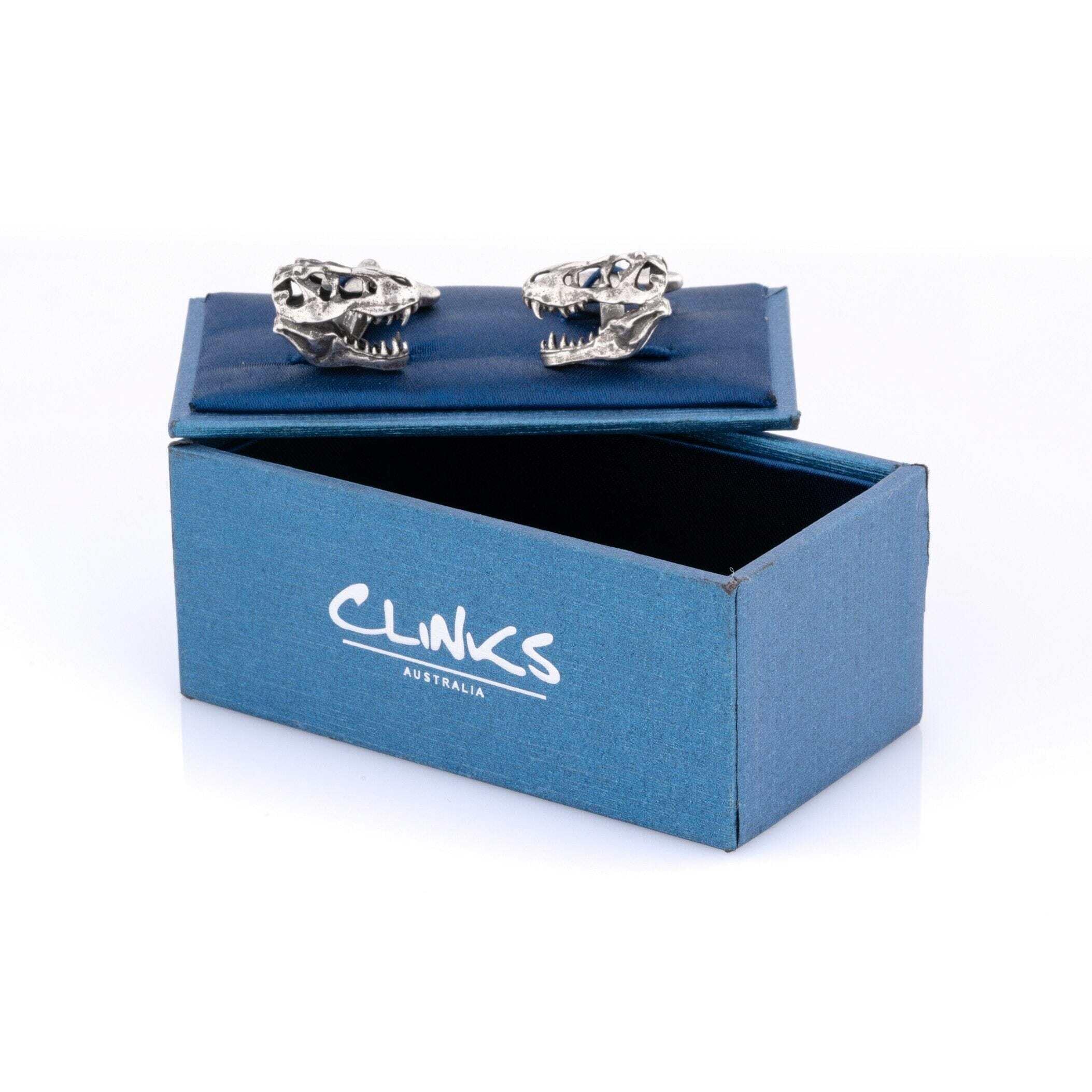Stylish T-Rex Skull Dinosaur Cufflinks for Men - Premium Stainless Steel Dinosaur Bone Jewelry - Perfect for Formal Wear, Business Meetings & Gifts