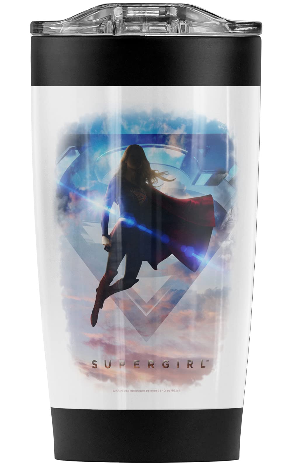 Supergirl TV Series Endless Sky Logo 20 oz Stainless Steel Tumbler - Vacuum Insulated Double Wall Coffee Travel Mug with Leakproof Sliding Lid - Keeps Hot & Cold Beverages Perfect Temperature - Ideal for Office, Gym, Camping & Road Trips