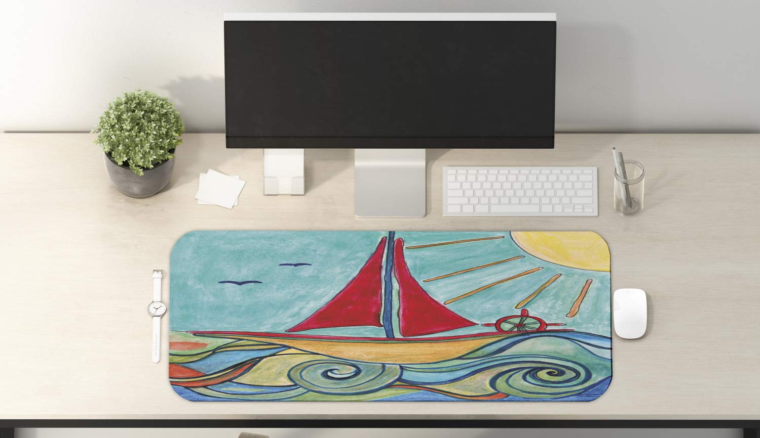 Ambesonne Ocean Art Mouse Pad - Non-Slip Rubber Gaming Mousepad (31