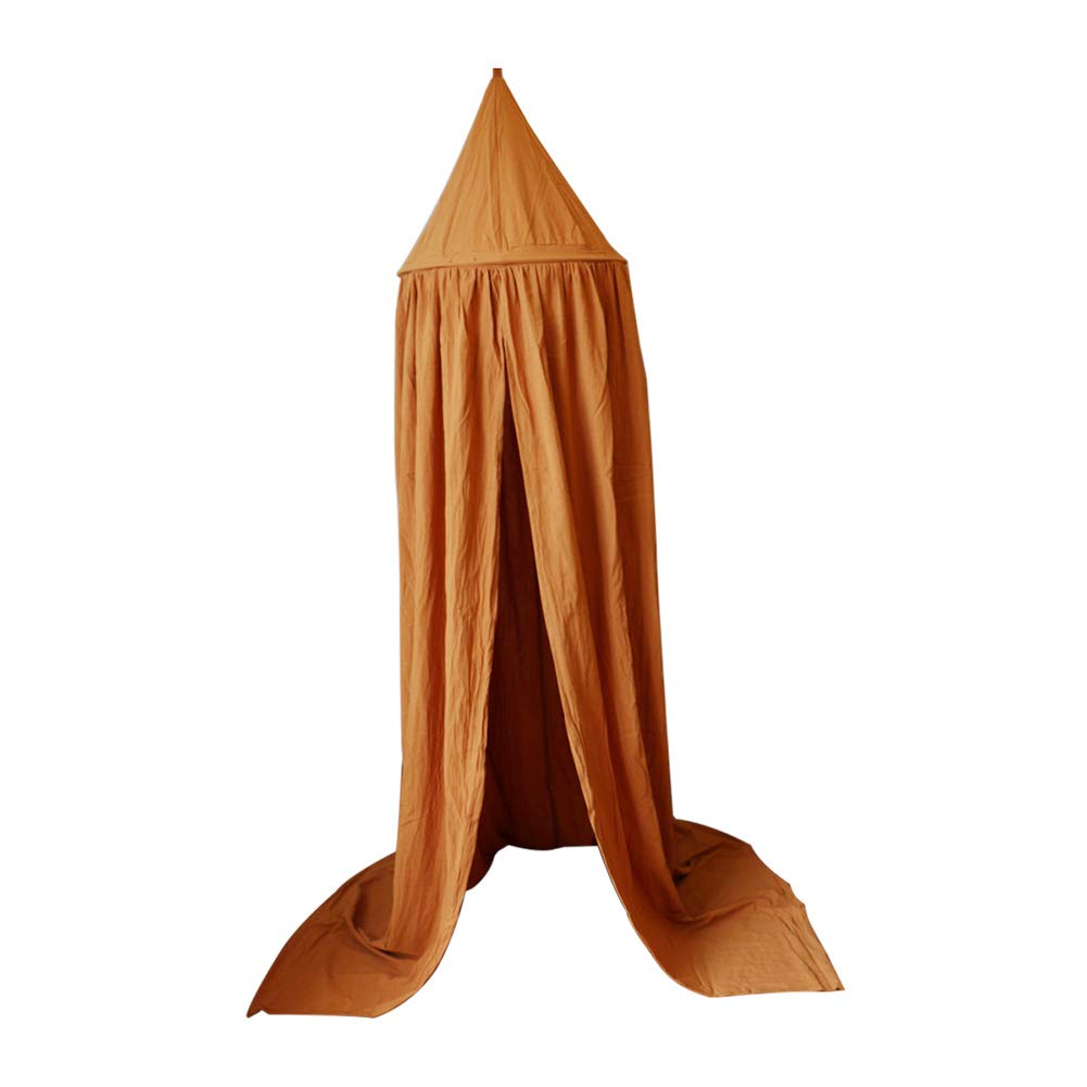 Round Dome Cotton Mosquito Net Bed Canopy for Kids - Nursery Room Decor in Orange | Perfect for Baby Cribs, Toddler Beds & Bedroom Decorations