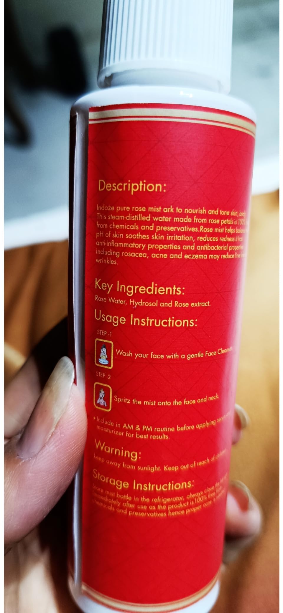 100% Natural Rose Water Toner Spray for Face, Skin & Body | Chemical-Free Gulab Jal Hydrating Mist | Vegan & Preservative-Free Skin Care (100ml) - Perfect for Daily Hydration, Makeup Setting & Post-Workout Refreshment