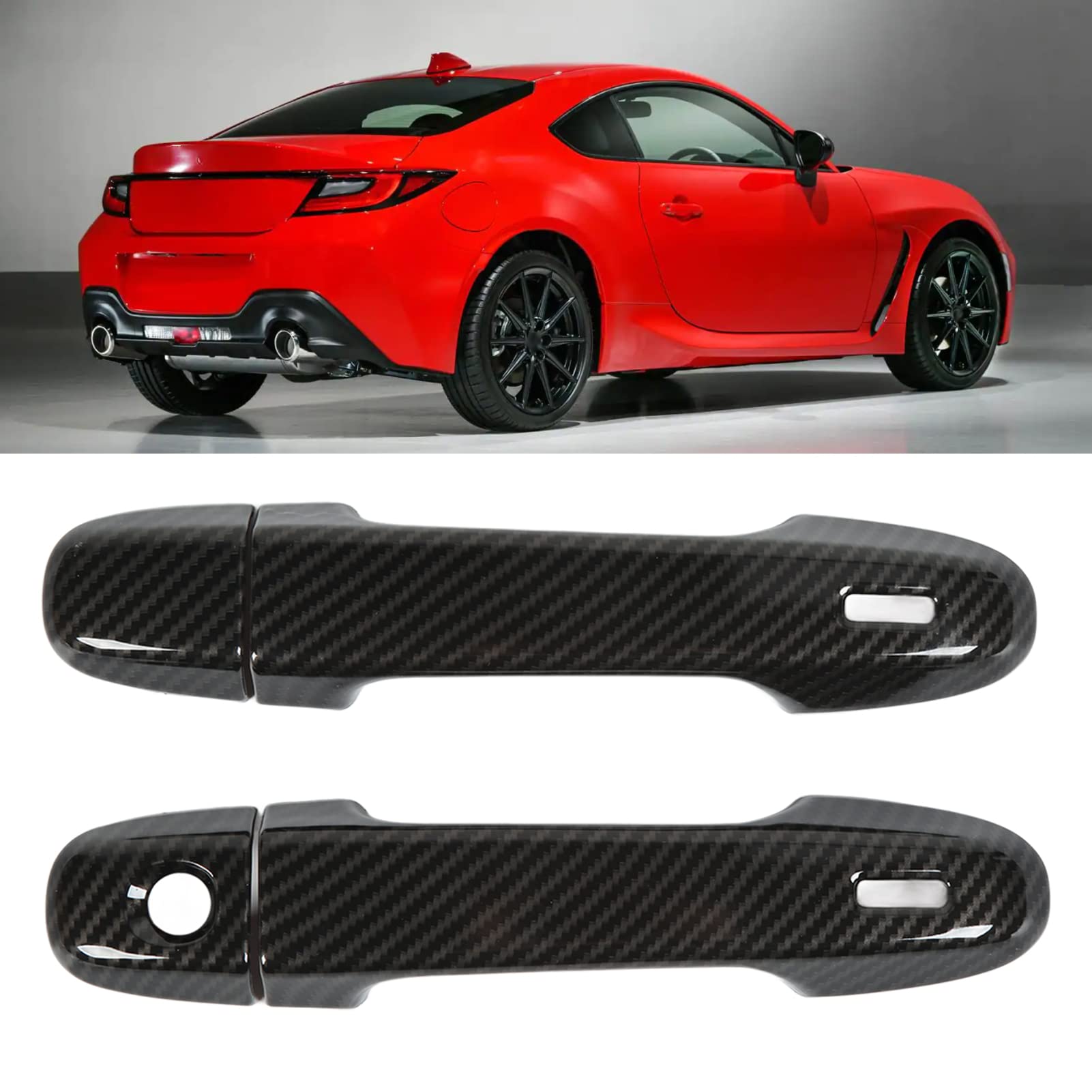 Carbon Fiber Pattern Car Door Handle Covers 4PCS - Replacement Exterior Door Handle Trims for GR86 2012-2021 | Durable Protection & Stylish Upgrade for Car Exterior
