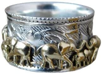 925 Sterling Silver Elephant Spinner Ring for Men & Women – Handmade Worry Relief Thumb Ring for Anxiety & Stress – Unique Animal Design Spinner Band Jewelry by TEJIKA | Perfect Gift for Meditation, Fidgeting & Fashion Accessory