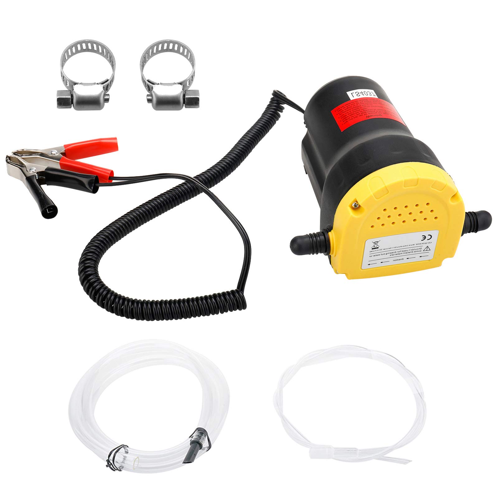 NovelBee 12V 60W Diesel Oil Extractor Pump - Heavy Duty Scavenge Suction Transfer Pump with Hose & Clamps for Engine Oil Change, Marine, RV & Automotive Maintenance