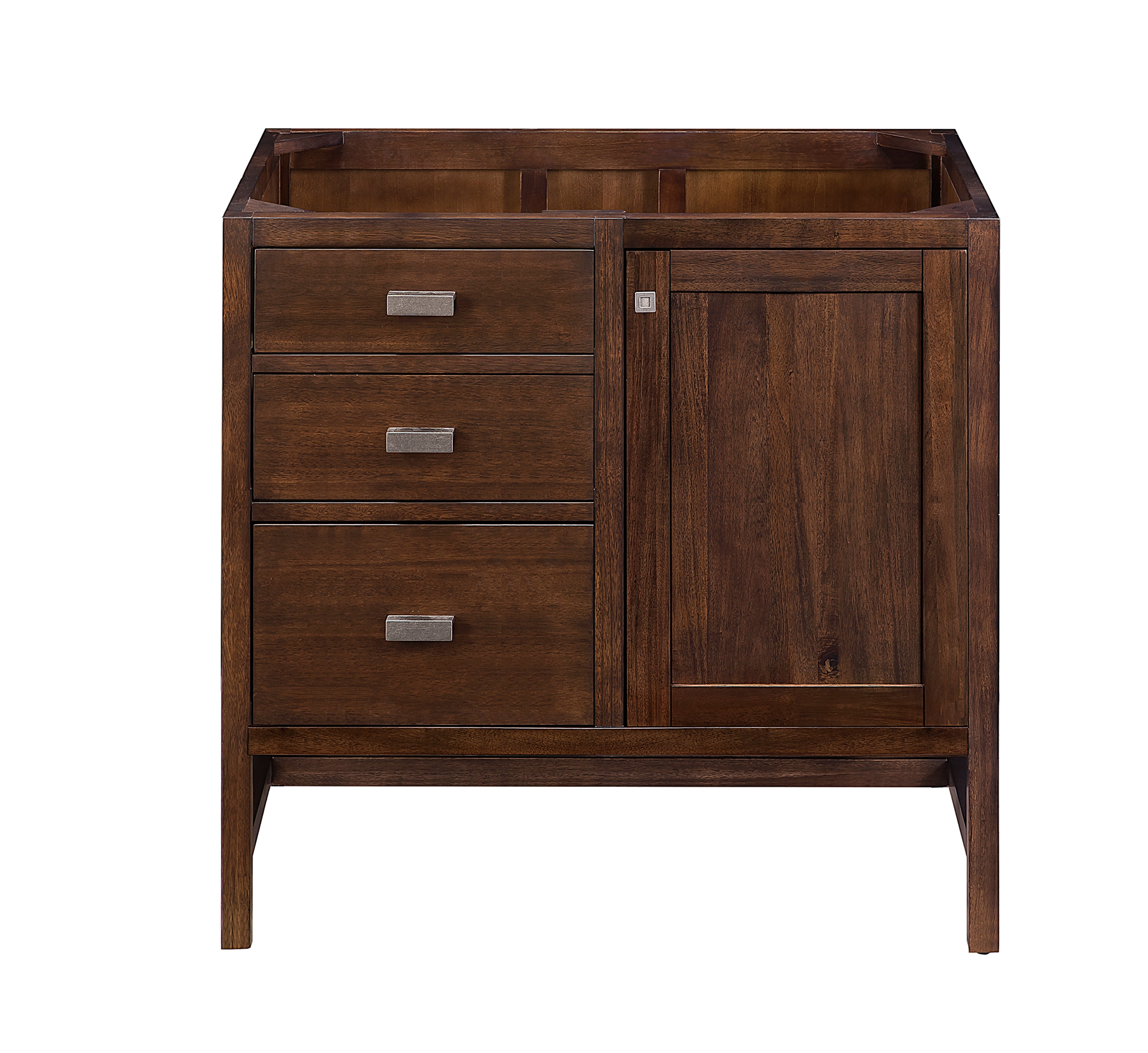 Addison 36 Inch Single Vanity Cabinet - Mid Century Modern Acacia Wood Bathroom Storage with Mirror | Perfect for Small Bathrooms & Powder Rooms