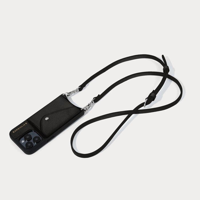 Women's Crossbody Phone Case with Strap - Black & Silver for iPhone & Android - Perfect for Travel, Shopping & Everyday Use