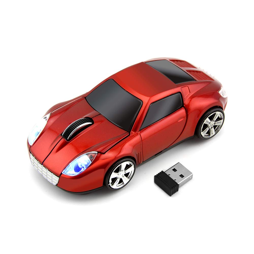 Wireless Car Mouse - 3D Optical Mouse for Desktop, Laptop & PC - 2.4GHz 1000DPI Computer Mouse (Red) | Perfect for Travel, Office & Gaming Use