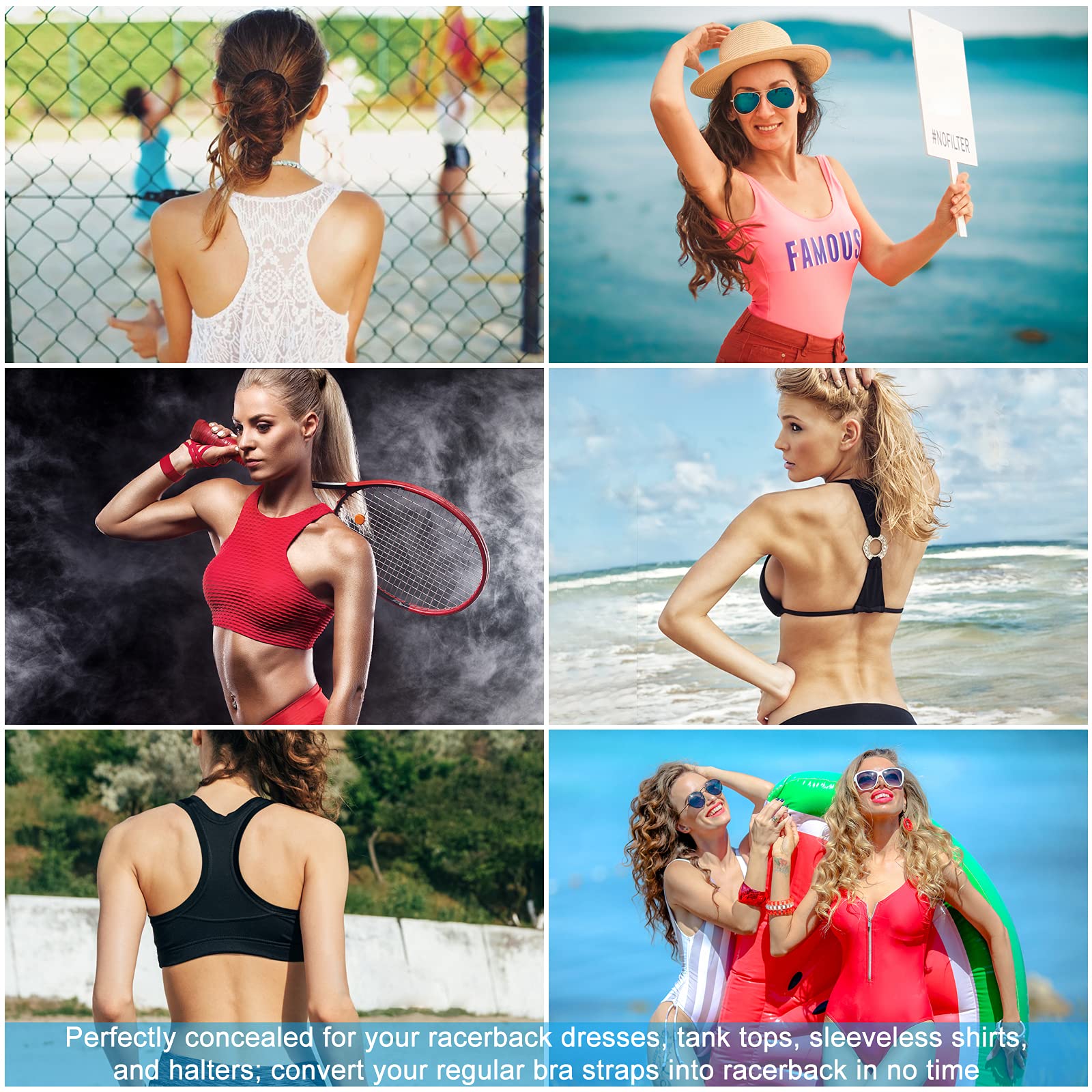 8 Pcs Bra Strap Clips for Women - Anti-Slip Bra Strap Concealer Holder, Cleavage Control Buckles for Comfort & Support - Perfect for Everyday Wear, Workouts & Formal Dresses