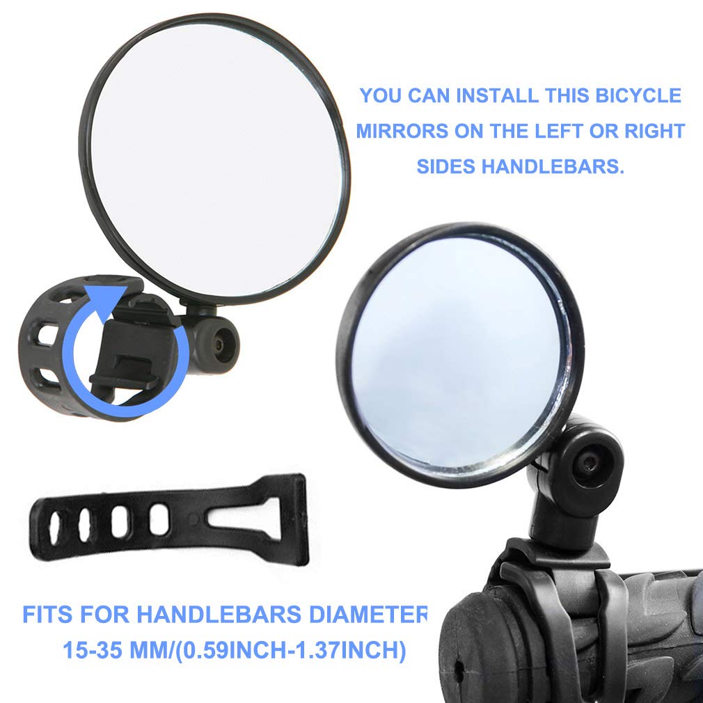 360° Adjustable Bike Handlebar Mirrors - Convex Rear View Safety Mirrors for Road & Mountain Bicycles | Perfect for Outdoor Cycling, Commuting & Adventure Riding