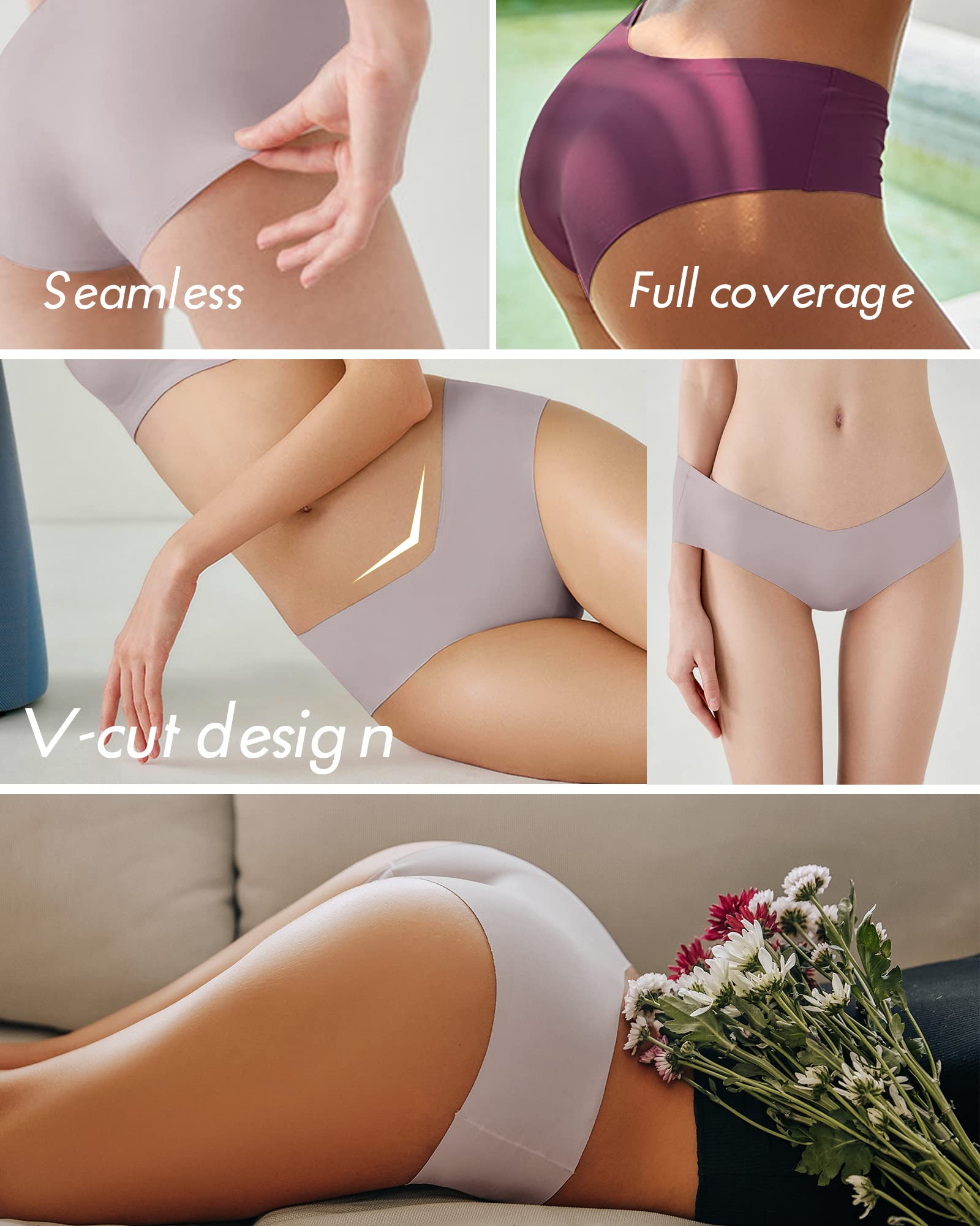 ROSYCORAL Women's Seamless Bikini Panties - Soft Stretch No Show Underwear, Invisible Briefs, 9-Pack (XS-L) | Comfortable for Everyday Wear, Yoga, Travel & Lounge