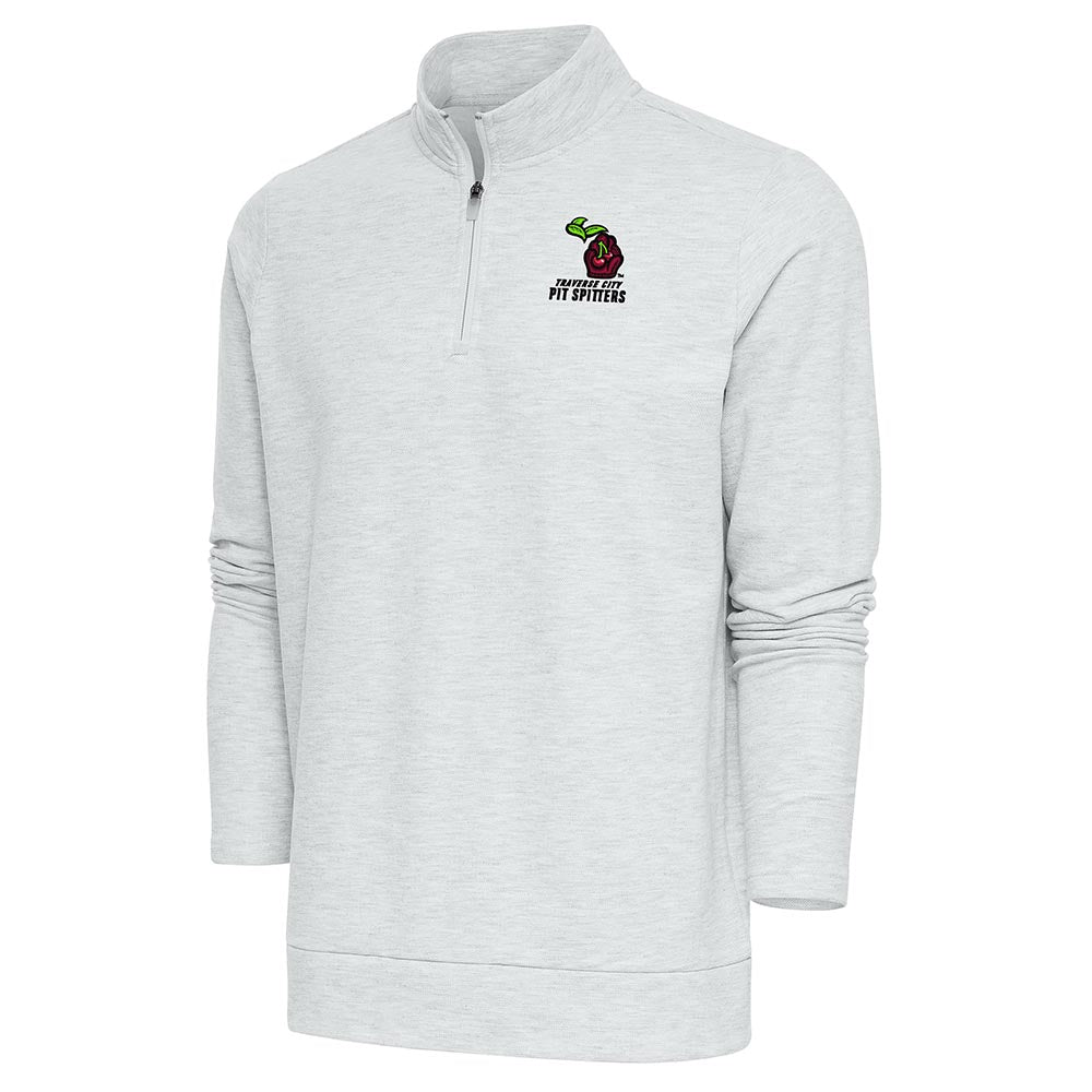 Antigua Quarter Zip Pullover for Men & Women | Light Grey Heather Fleece Sweatshirt | Comfortable & Stylish for Outdoor Activities, Work & Casual Wear