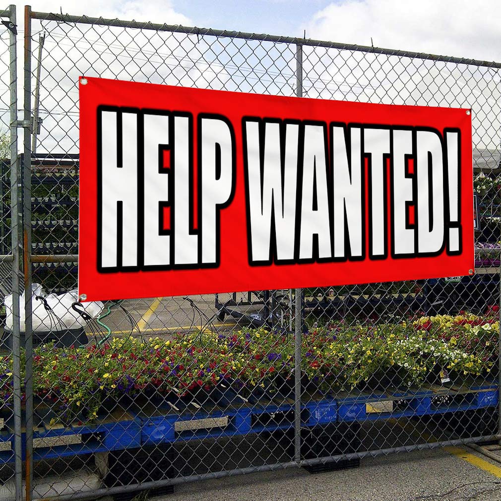 Custom Vinyl Banner - Weatherproof Outdoor Business Sign with Red Outline & 10 Grommets (Multiple Sizes Available: 60x144 Inches) - Perfect for Job Postings, Yard Sales, and Industrial Advertising